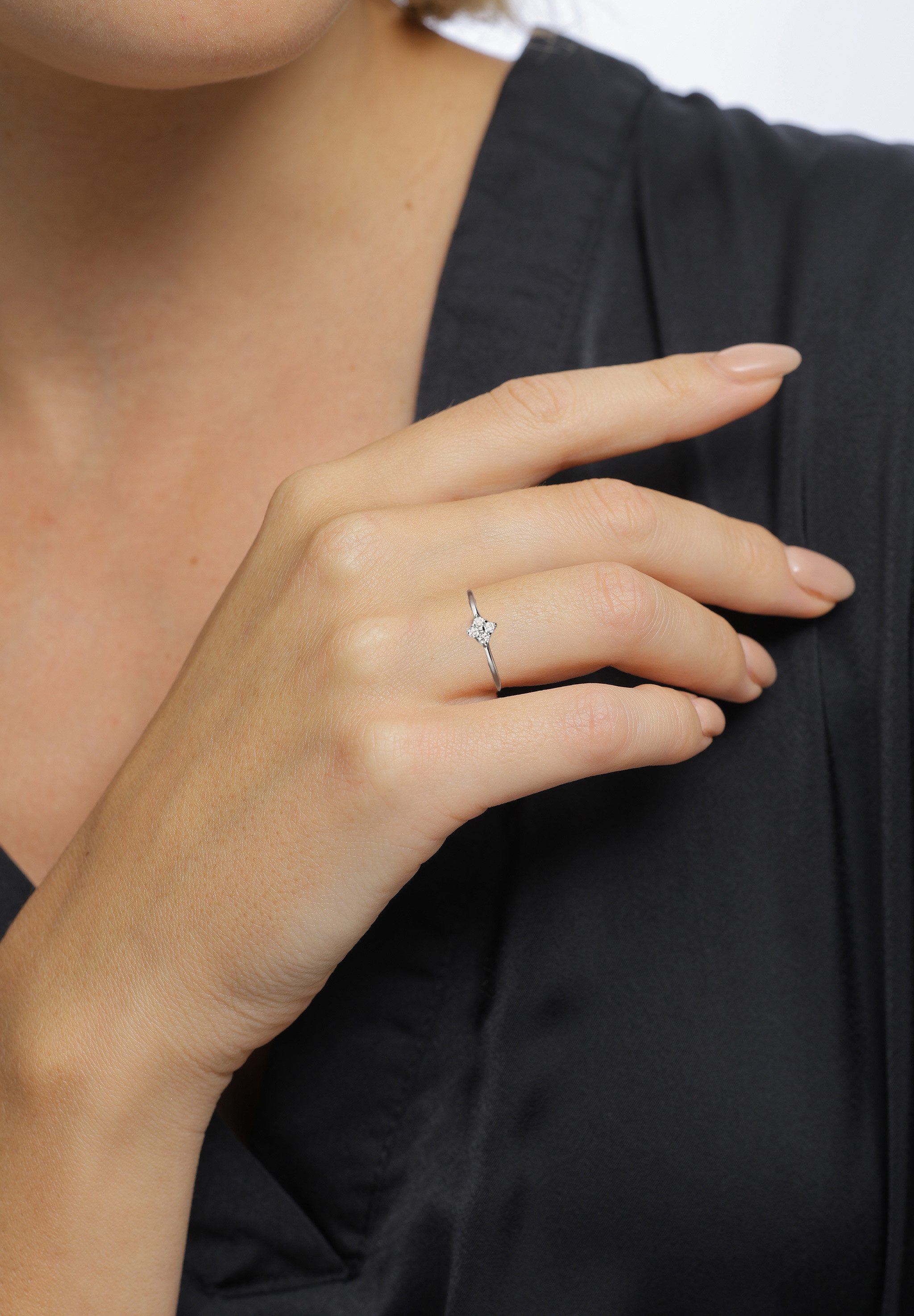 Elli DIAMONDS Diamantring Laborgezüchtete Diamanten Weiß (0.14 ct) 925 Sterling Silber