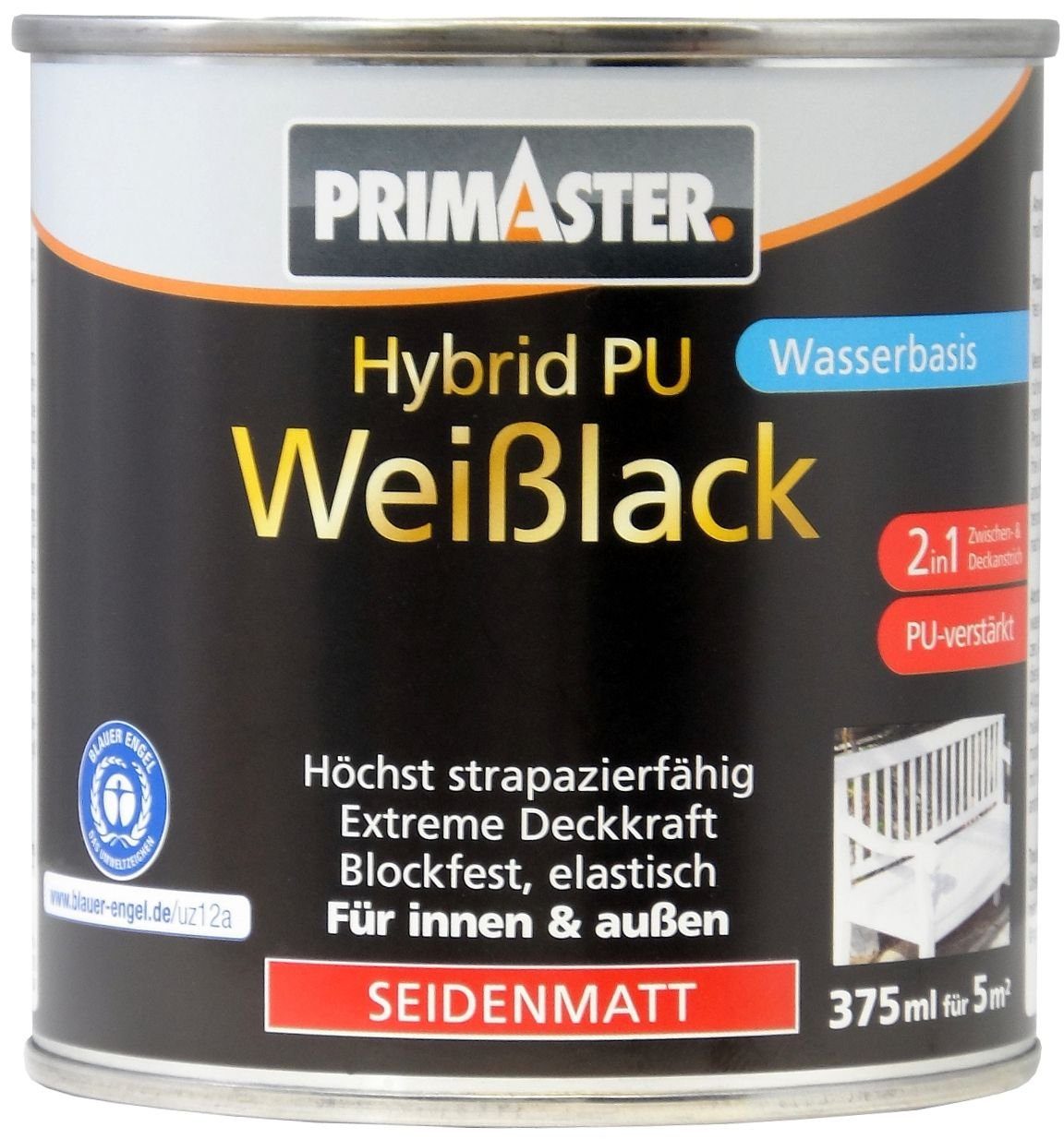 Primaster Weißlack Primaster Hybrid-PU-Weißlack 375 ml seidenmatt