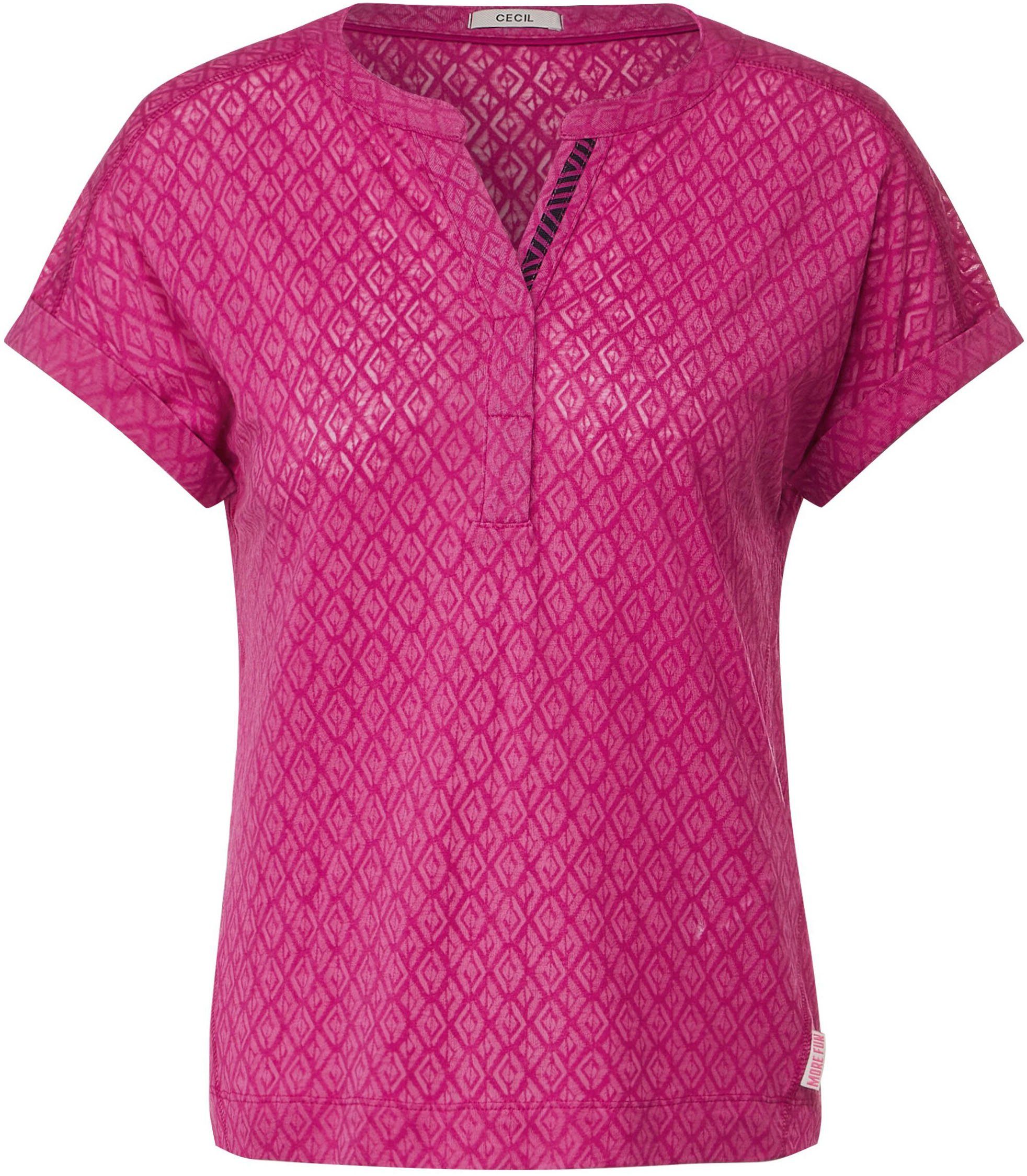cool Cecil in T-Shirt Rhombusform pink mit Allover-Muster