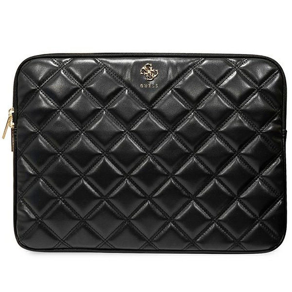 Guess Laptoptasche Laptophülle Schutzhülle Businesstasche (Spar-Set, 1-tlg., 34 x 26 x 3 cm leicht), Steppoptik, goldfarbene Beschläge, 14 Zoll