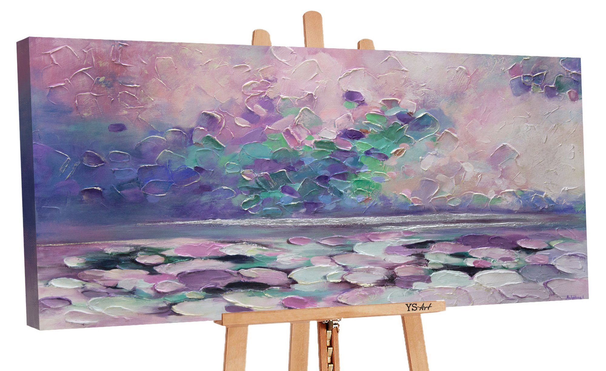 YS-Art Картина Cote d'azur, Landschaft, Leinwand Bild Handgemalt Abstrakt Meereslandschaft Stran