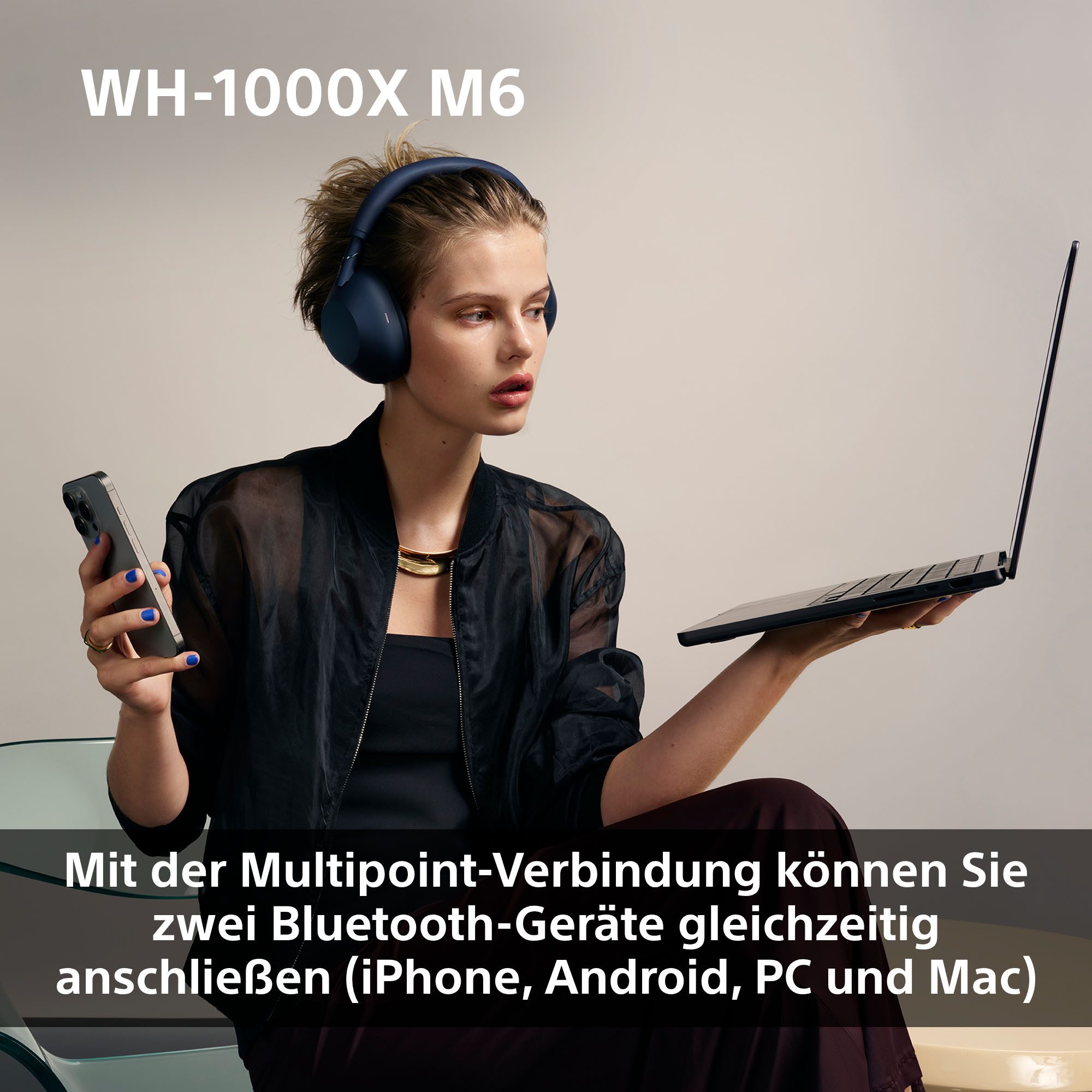 Sony WH-1000XM6 Premium Noise Cancelling Wireless Over-Ear-Kopfhörer (Freisprechfunktion, Multi-Point-Verbindung, Noise-Cancelling, Transparenzmodus, Wireless-A – Bild 4 von 5