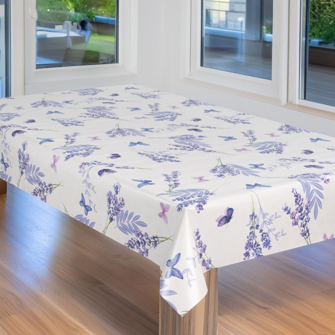 laro Tischdecke Wachstuch-Tischdecke Gartentischdecke Lavendel Blau günstig online kaufen