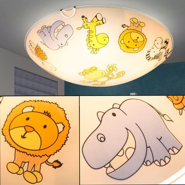 etc-shop Dekolicht, RGB LED Kinder Decken Leuchte Spiel Zimmer Tier Motiv Glas Lampe