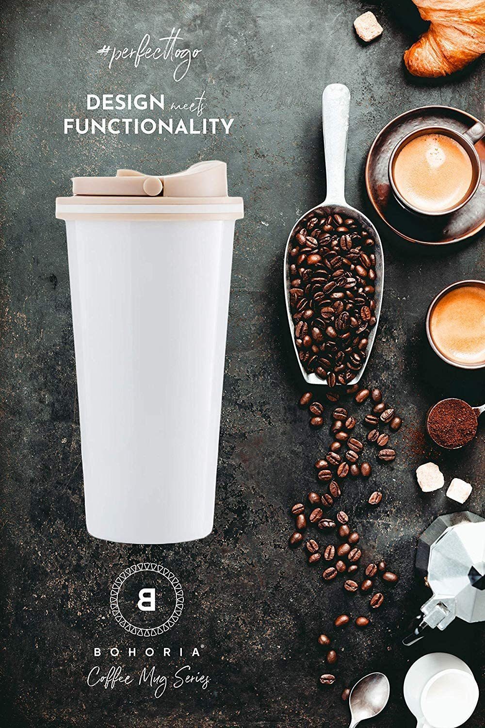BOHORIA Thermobecher BOHORIA® Edelstahl Kaffee-to-Go, White Classic Thermobecher, 500 - ml vakuumisoliert