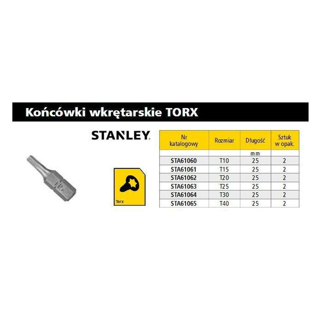 STANLEY Torx-Bit STANLEY TIP T15 x 25 mm /2 Stück