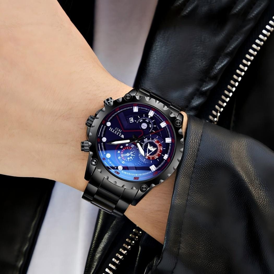 Toomoke Quarzuhr Quarzuhr, Herren-Armbanduhr, Multifunktionsuhr HerrenUhr, (Quarz Uhr mit Edelstahl Armband), Multifunktionsuhr Armbanduhr, für Liebhaber Herrenuhren