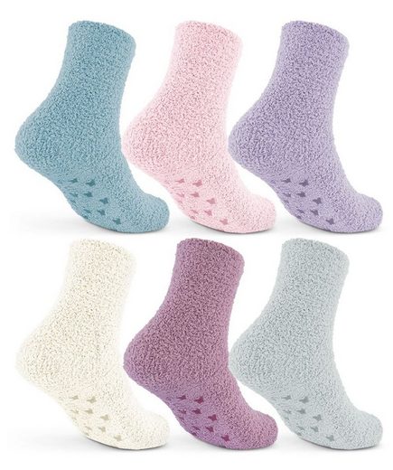 sockenkauf24 Kuschelsocken »6 oder 12 Paar Damen Socken mit ABS« (6-Paar, Größe 35-42) Anti Rutsch Sohle 37417