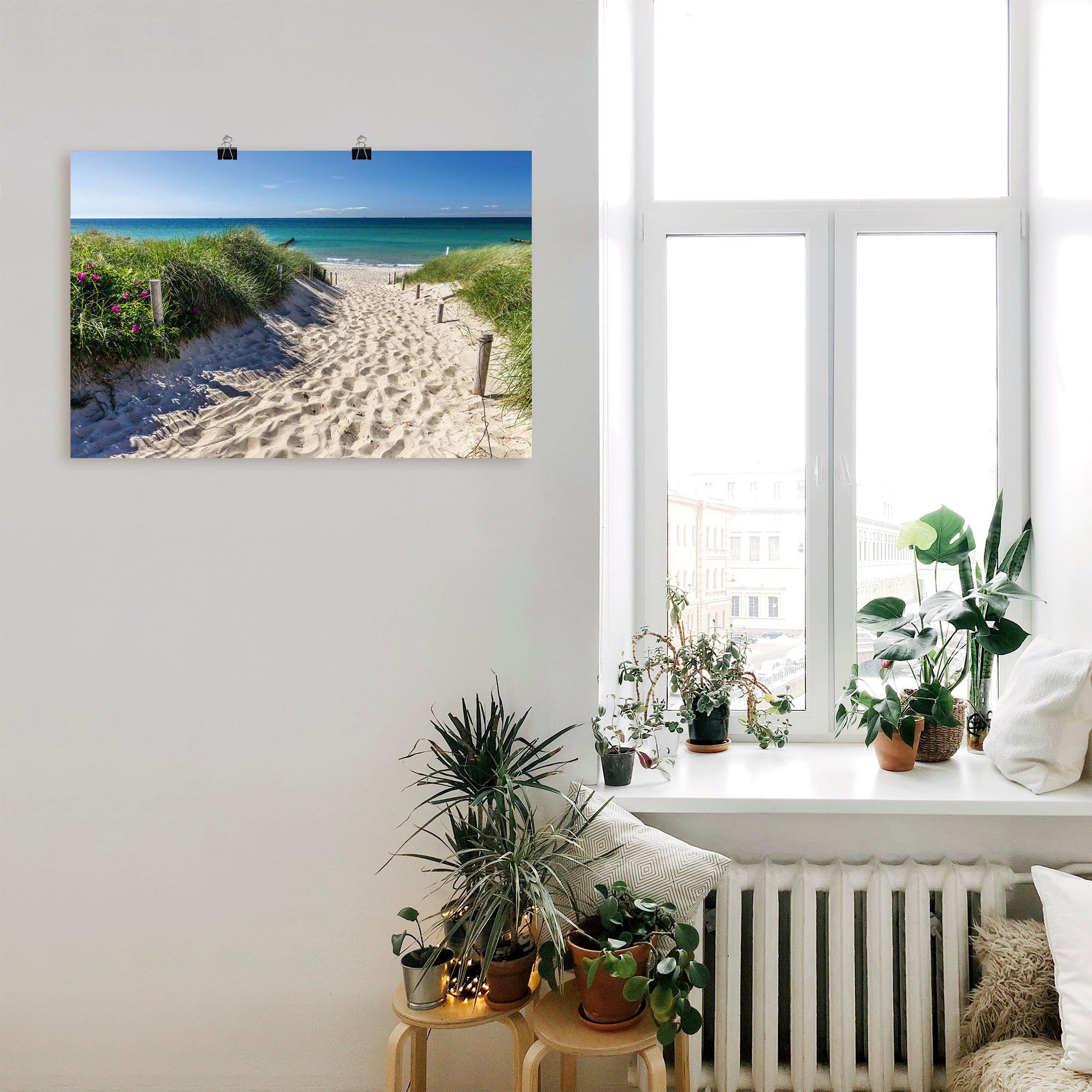 Artland Wandbild Weg zum St), (1 Leinwandbild, in an oder versch. Strandbilder Poster als der Alubild, Größen Strand Ostsee, Wandaufkleber