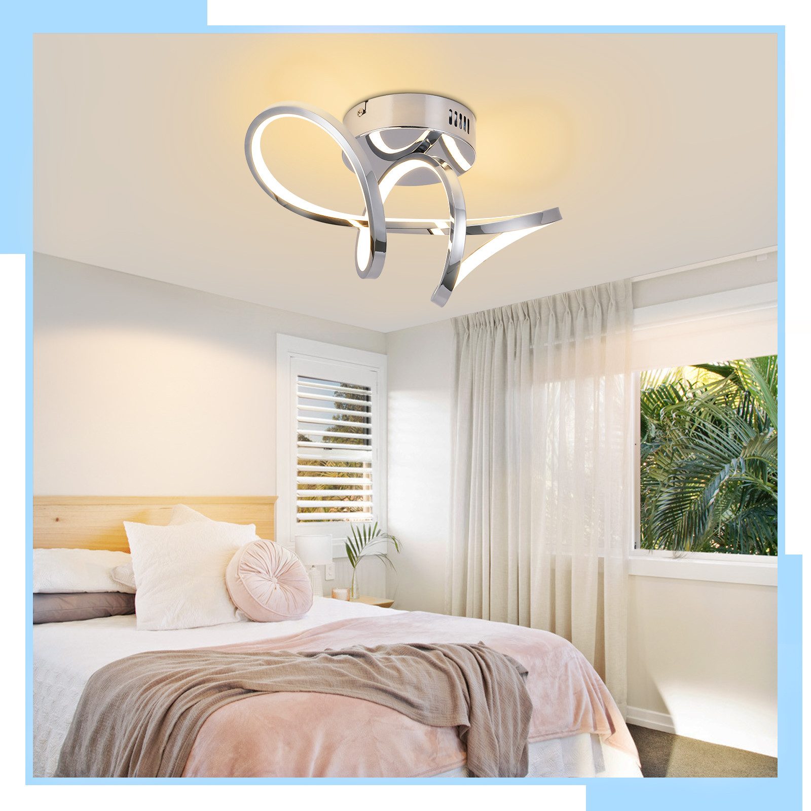 ZMH LED Deckenleuchte Wohnzimmer 3 Blatten verflochten 25/34/40CM Modern für Schlafzimmer, LED fest integriert, 12W, 1411lm, 3000K, warmweiß, 34×14,5×17cm, verf – Bild 5 von 5