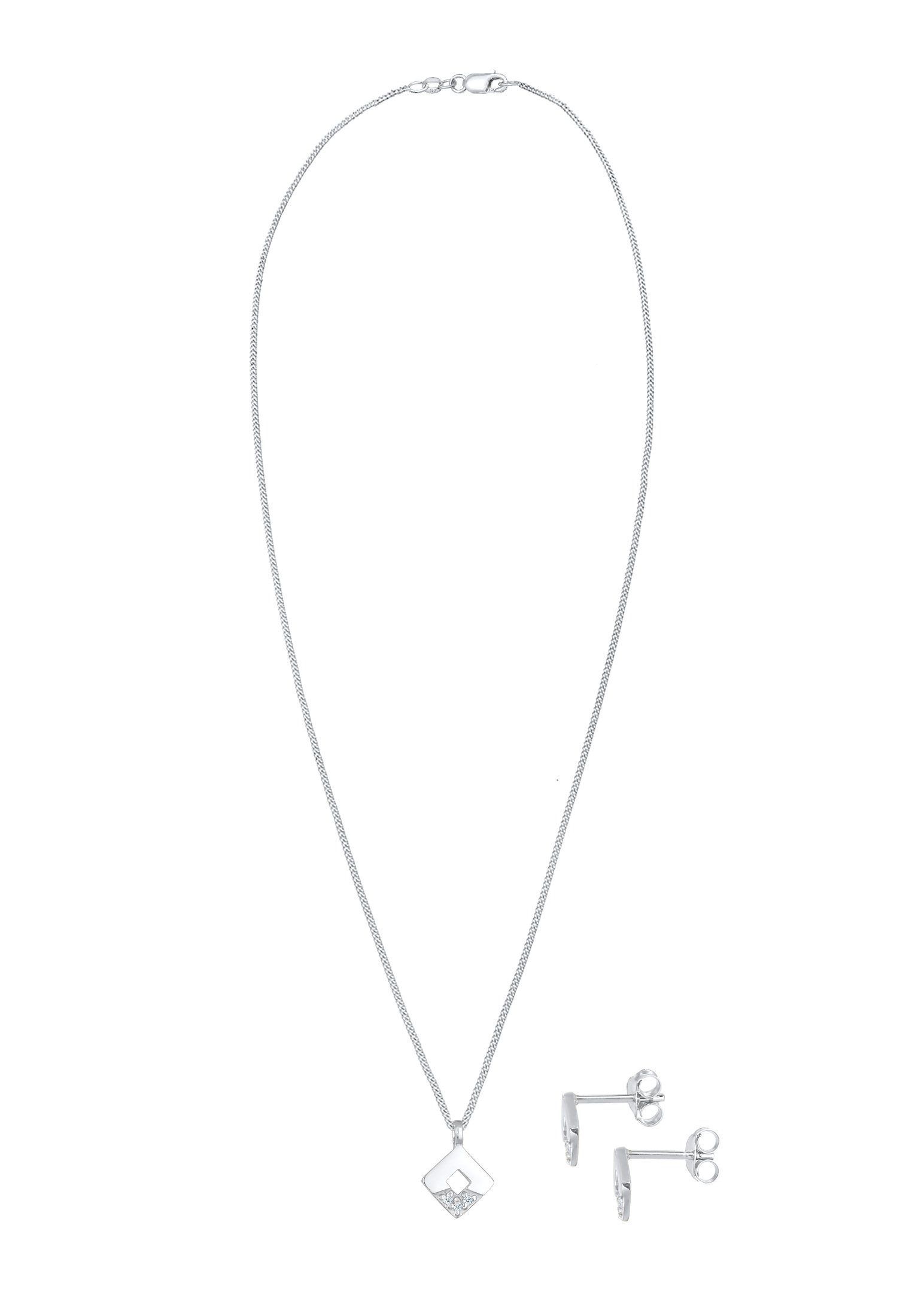 Elli DIAMONDS Schmuckset Diamant (0.045 ct) Geo Design 925 Silber, Diamant günstig online kaufen