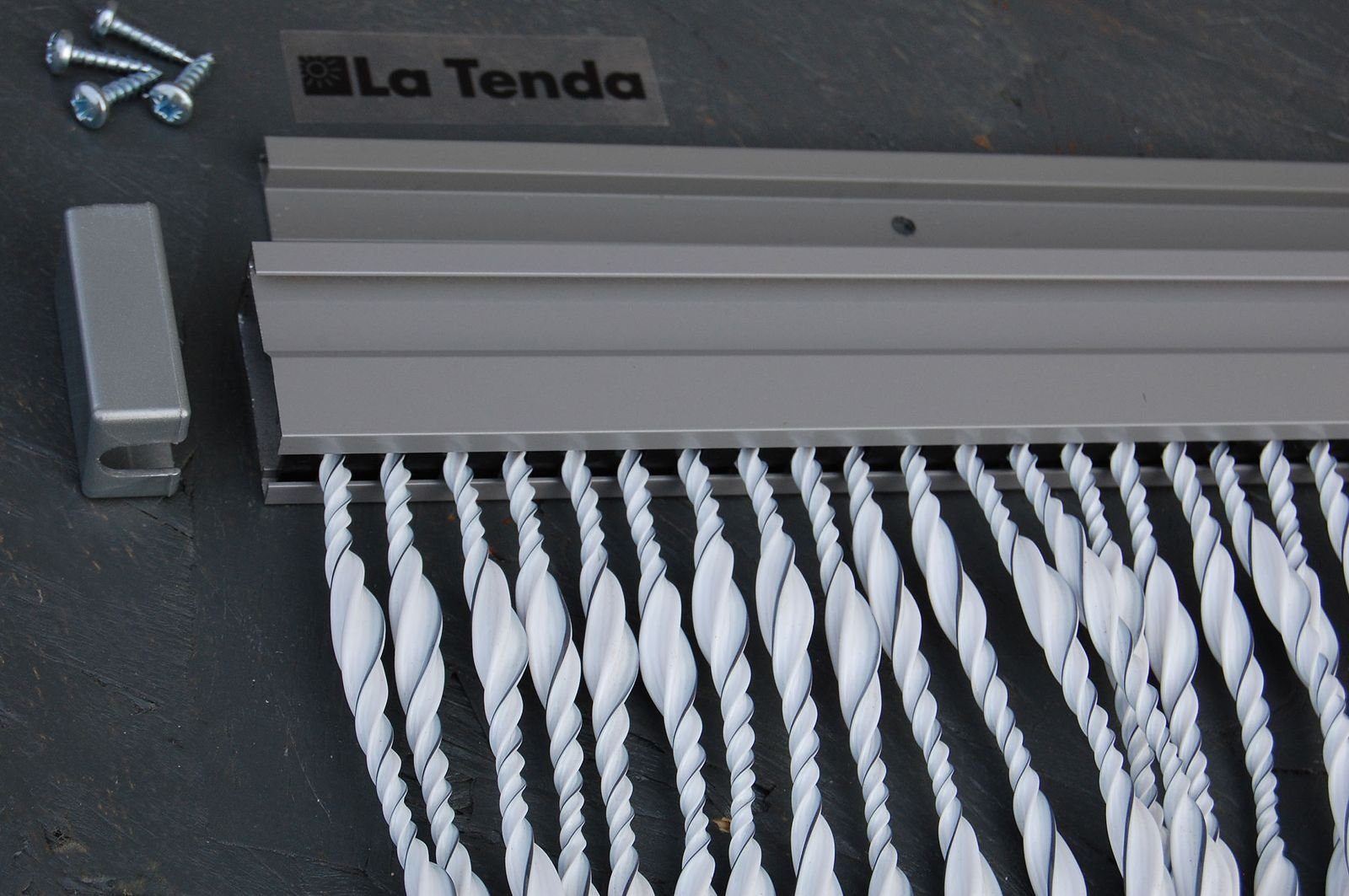 210 cm, Tenda La 2 Tenda - x Insektenschutz-Vorhang Breite individuell kürzbar La PVC Streifenvorhang BARI und weiß, 90 Länge