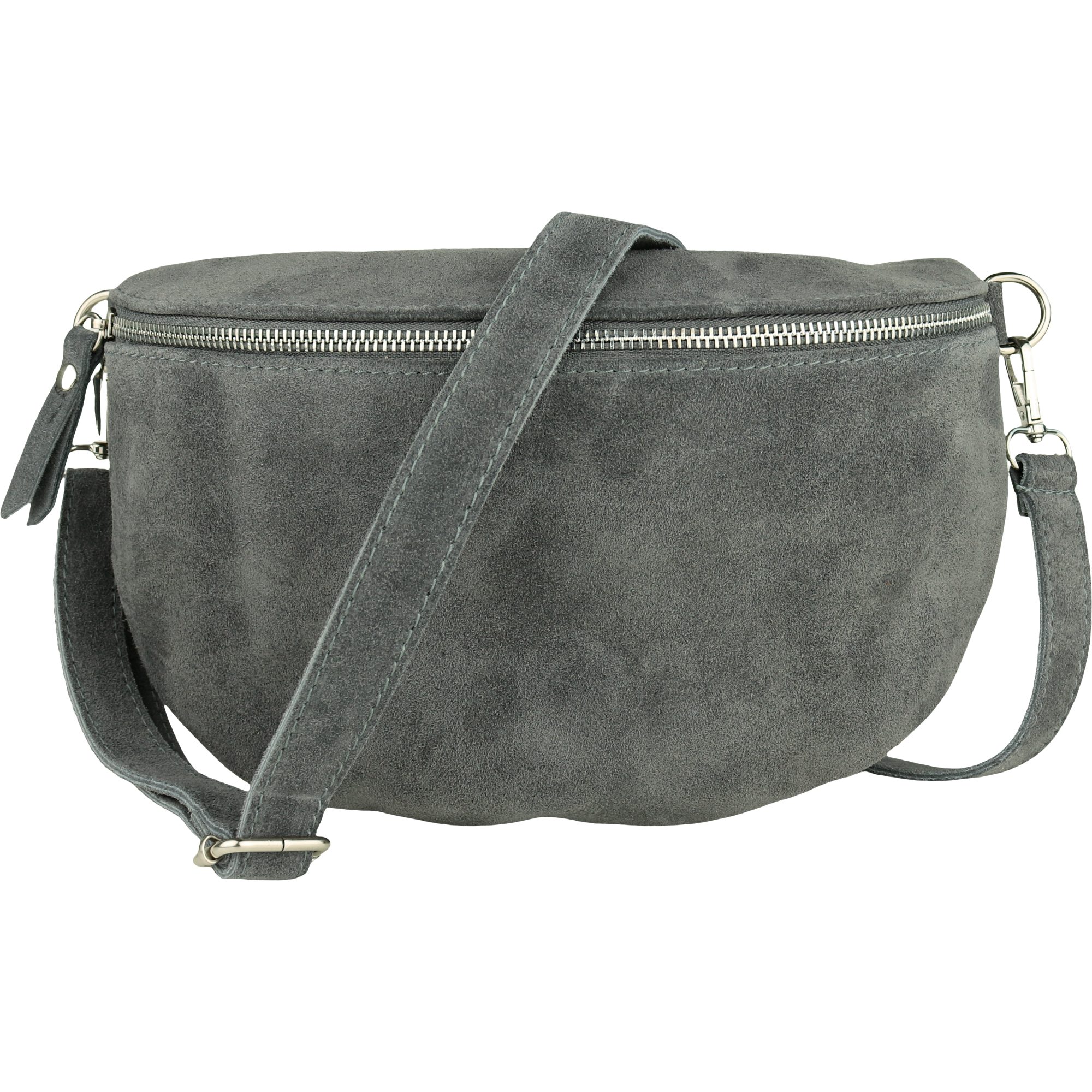 MIRROSI Bauchtasche Damen, Veloursleder, Made in Italy,Umhängetasche, Brusttasche (Schultertasche für jeden Anlass, 28x18x9 cm), Crossbody Bag, Schwarz, gemusterten& verstellbaren Schulterriemen