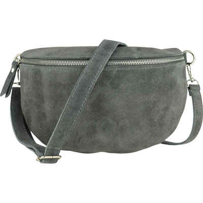 MIRROSI Bauchtasche Damen, Veloursleder, Made in Italy,Umhängetasche; Brusttasche (Schultertasche für jeden Anlass, 28x18x9 cm), Crossbody Bag, Schwarz, gemusterten& verstellbaren Schulterriemen