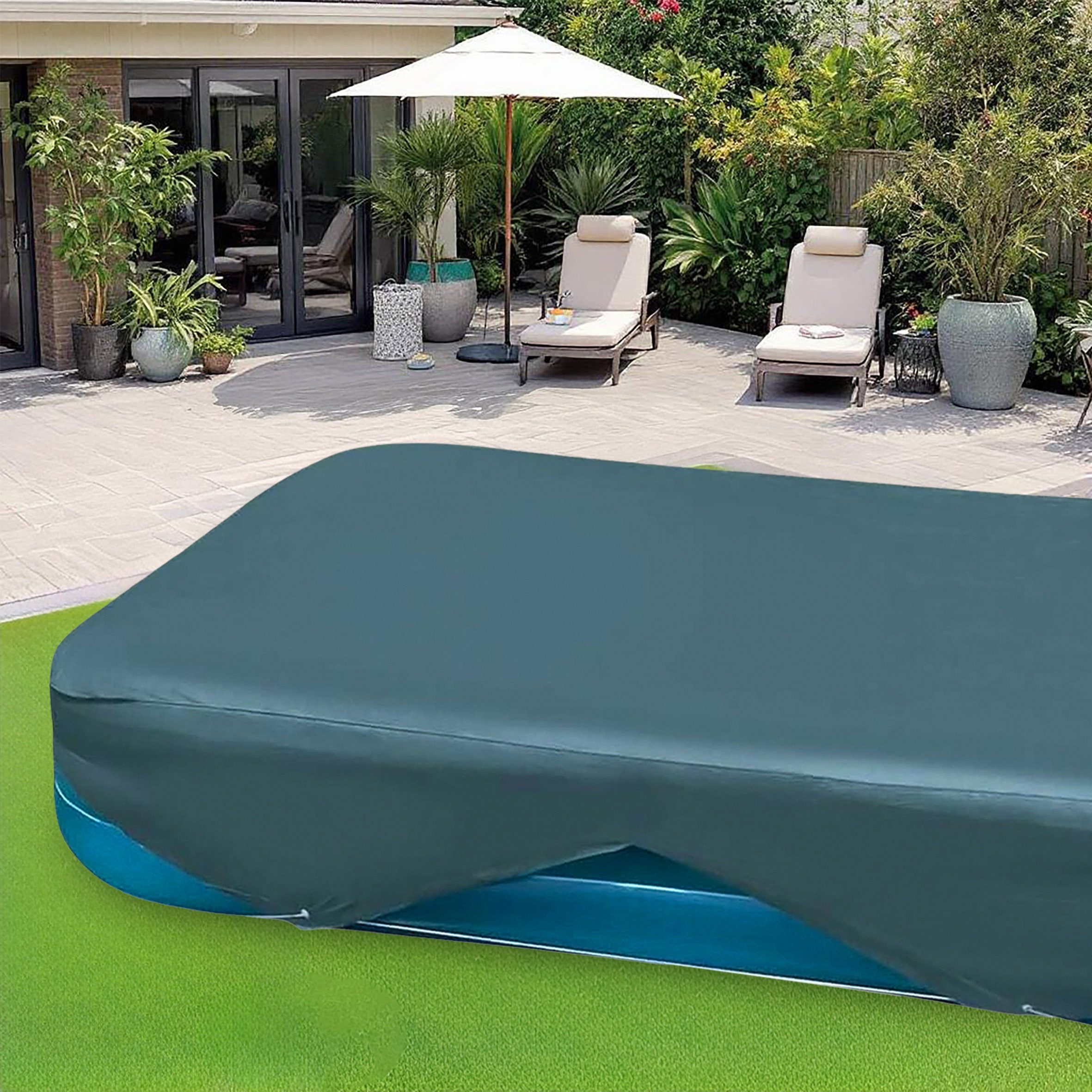 Intex Pool-Abdeckplane Poolabdeckung rechteckig blau - 305 x 183 cm (Anzahl, 1-St., Plane), ca. 51 cm seitlicher Überhang