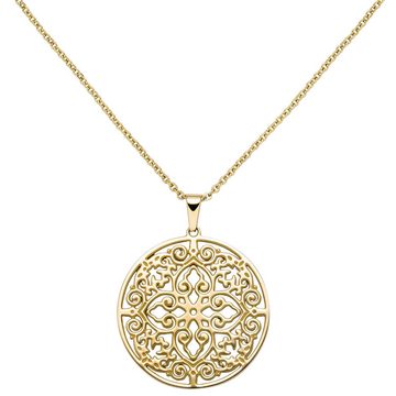 Schmuck Krone Goldkette Collier, antik Ornament, Edelstahl, 46cm