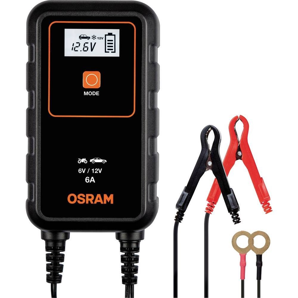 Osram Autobatterie-Ladegerät Intelligentes Auffrischen, Ladegerät (Akkutest, Regenerieren, Batterieprüfung) 906 BATTERYcharge
