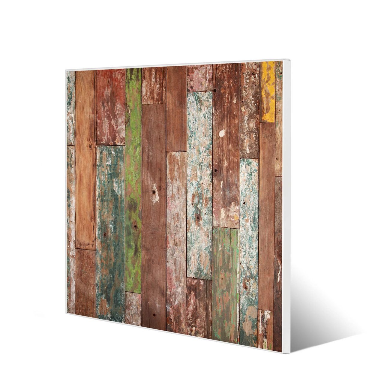 banjado Magnettafel Stahl Quadratisch Buntes Holz, (inkl. 4 Magnete, Quadratische Stahlmagnettafel)