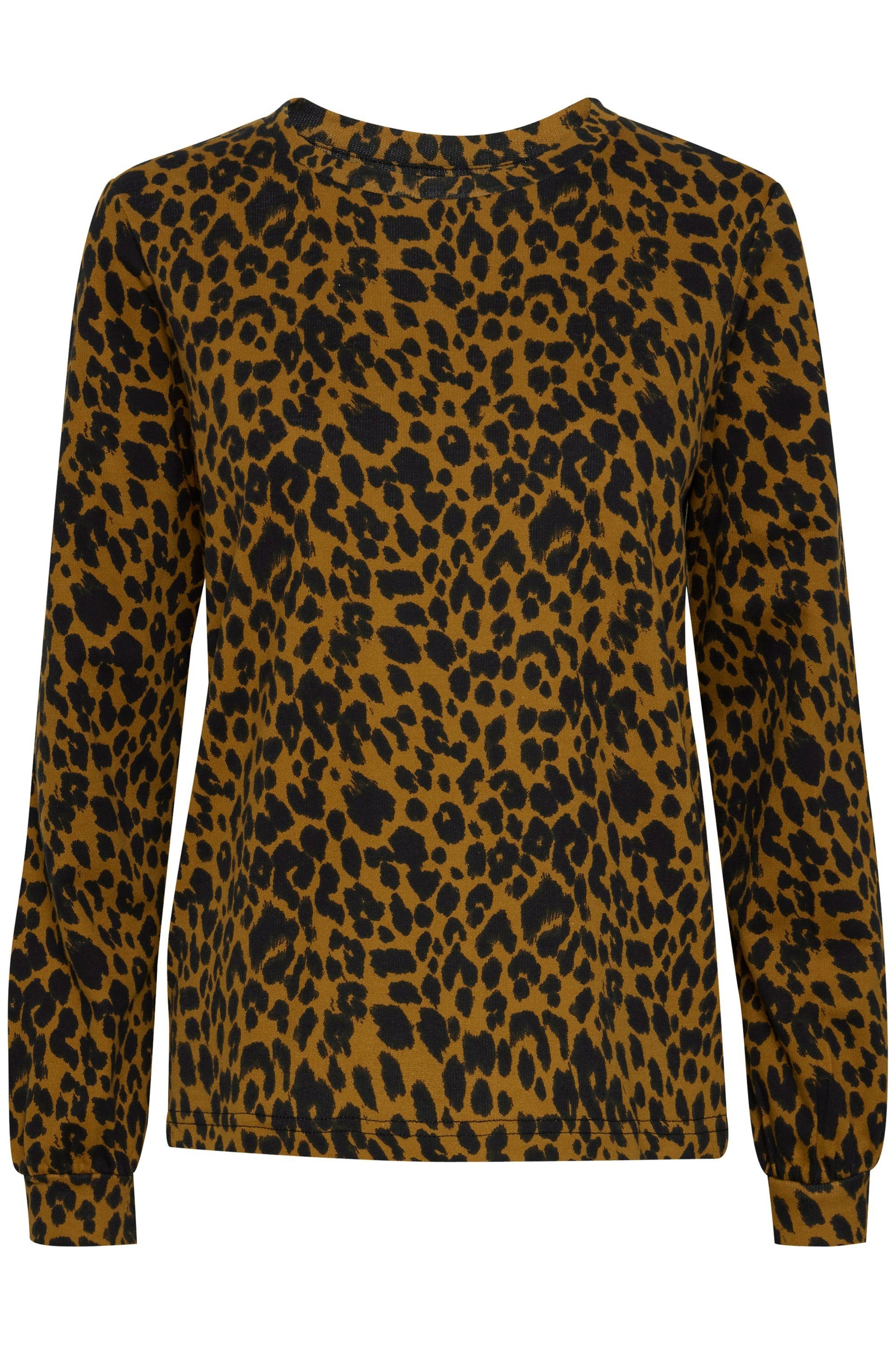 Ichi Sweatshirt IHSTELLA LS - Golden (180940) oder Brown im Punkte modischer 20114858 Sweater Leo-Look