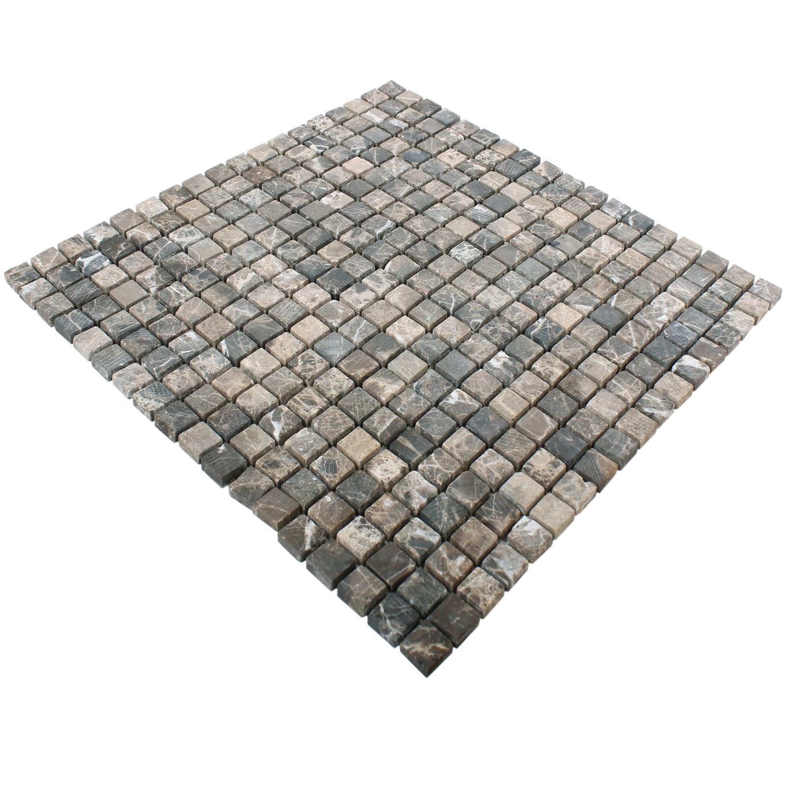 Mosafil Mosaikfliesen Mosaikfliesen Marmor Naturstein Waranya, Naturstein-Marmor 30.500x30.500, braun-castanao, Verlegefertig auf ein Netz geklebt - Frostsicher - Wasserfest -
