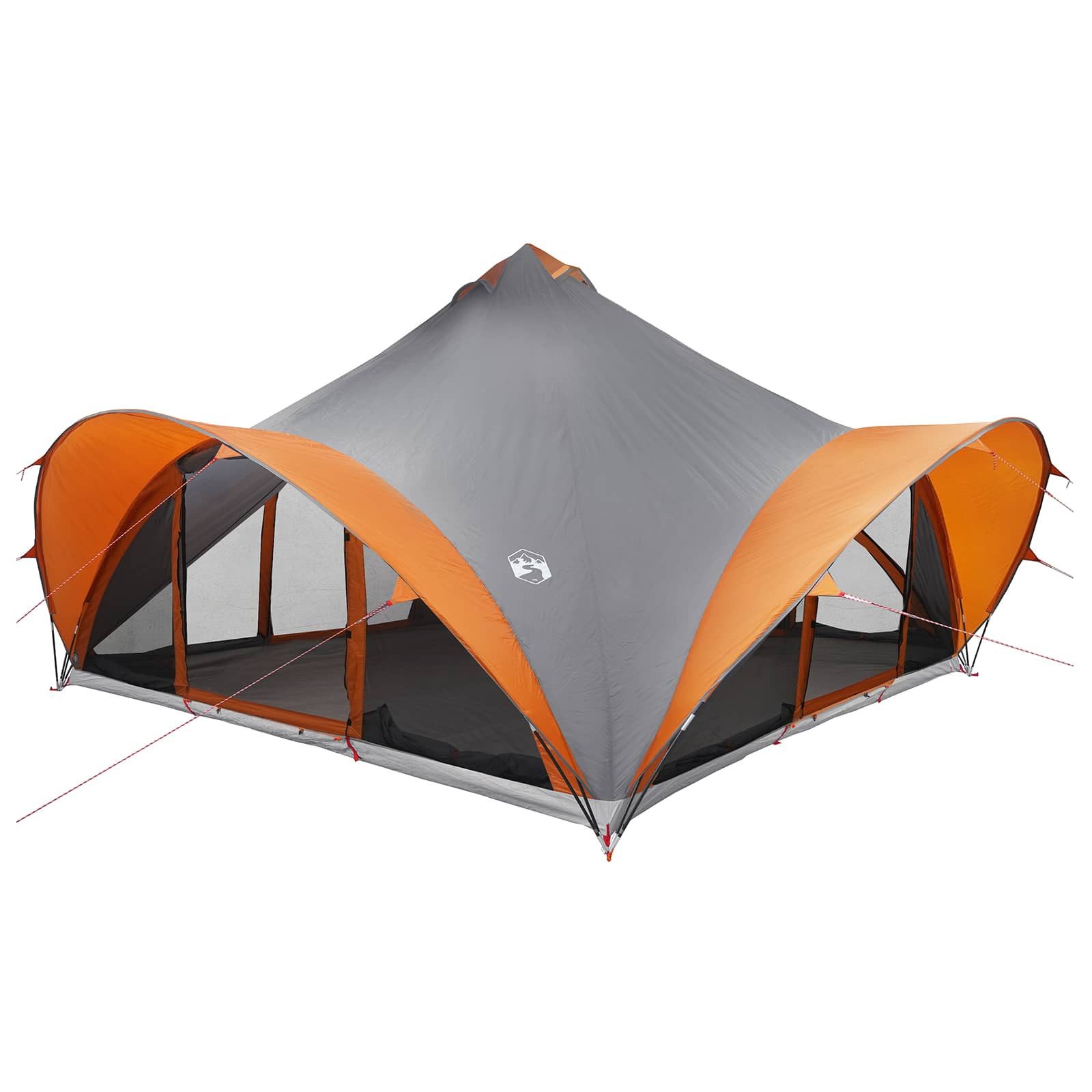 vidaXL Kuppelzelt 18-Personen Tipi Zelt Grau und Orange 18-Personen Polyester und Stahl