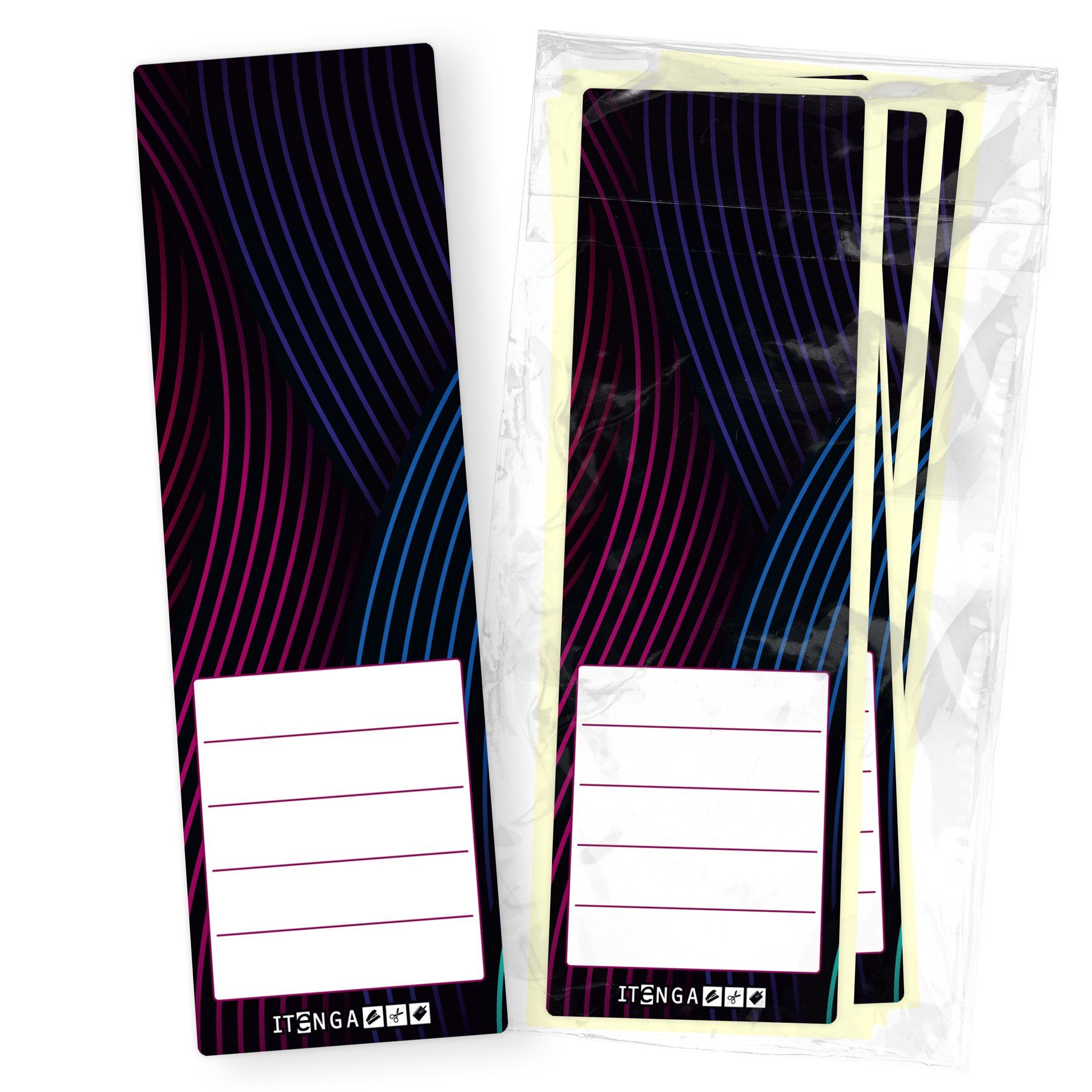 itenga Etiketten itenga 10er Set Ordneretiketten mit Motiv Wellen - breit 6x19cm