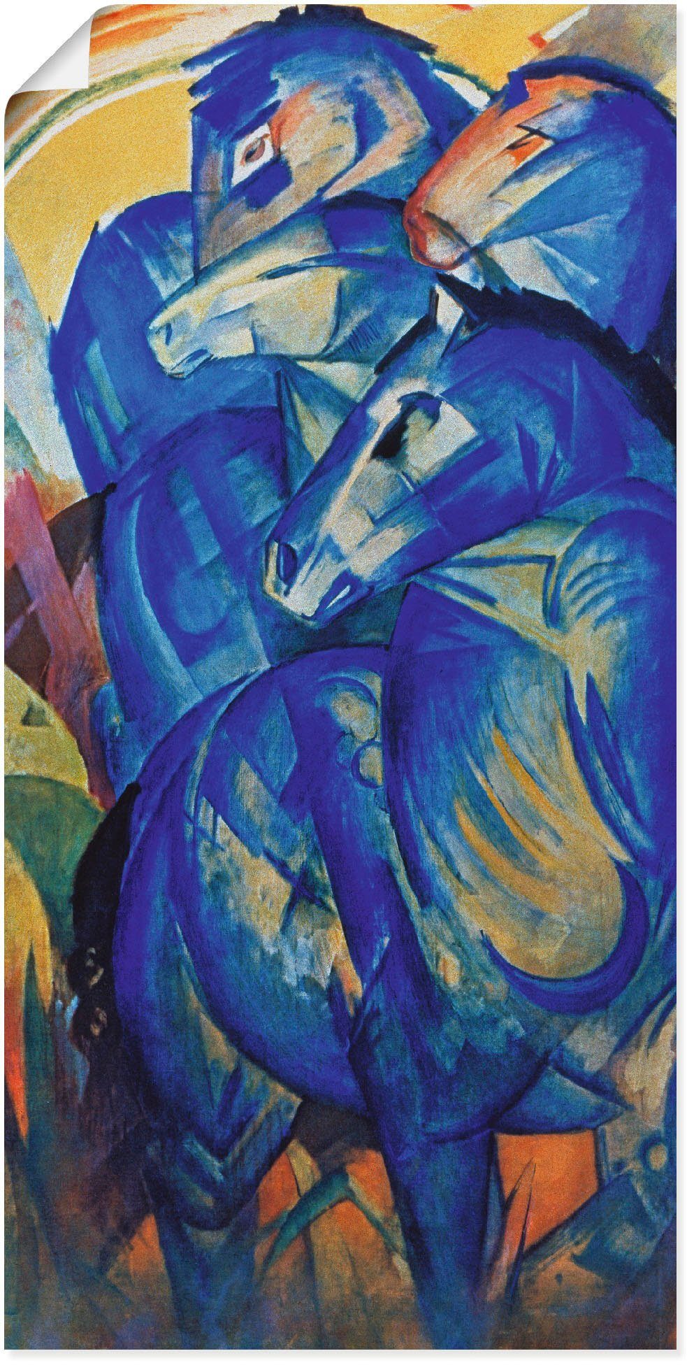 oder Größen Wandbild Poster 1913, Haustiere St), Artland Leinwandbild, der blauen Turm Pferde. in versch. (1 als Wandaufkleber