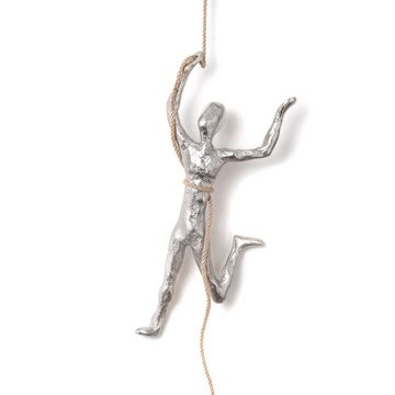 Moritz Skulptur Aluminium Figur Kletterer 30 x 14 x 5 cm, Dekoobjekt Holz, Tischdeko, Fensterdeko, Wanddeko, Holzdeko