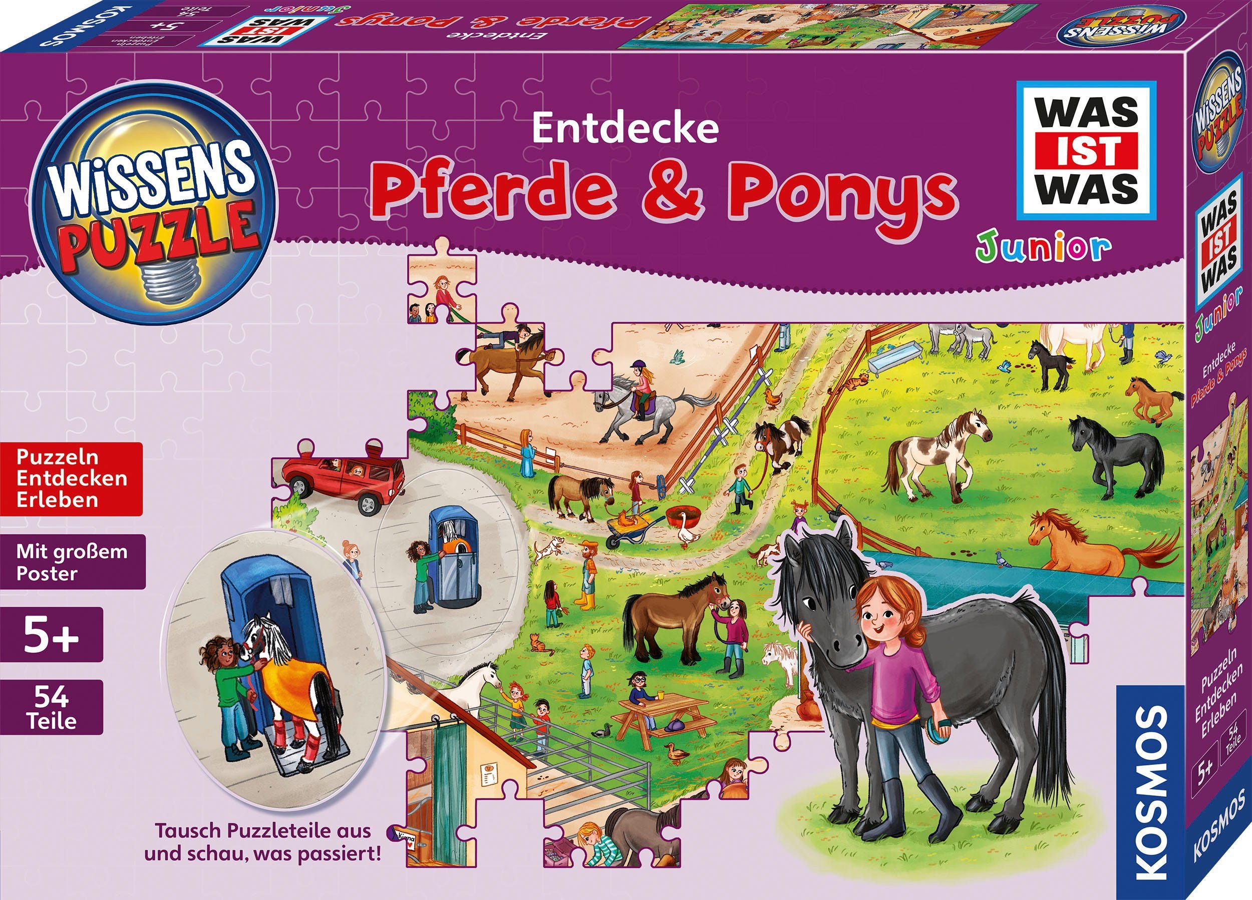 Kosmos Puzzle WAS IST WAS Junior, Entdecke Pferde & Ponys, 54 Puzzleteile, Made in Germany