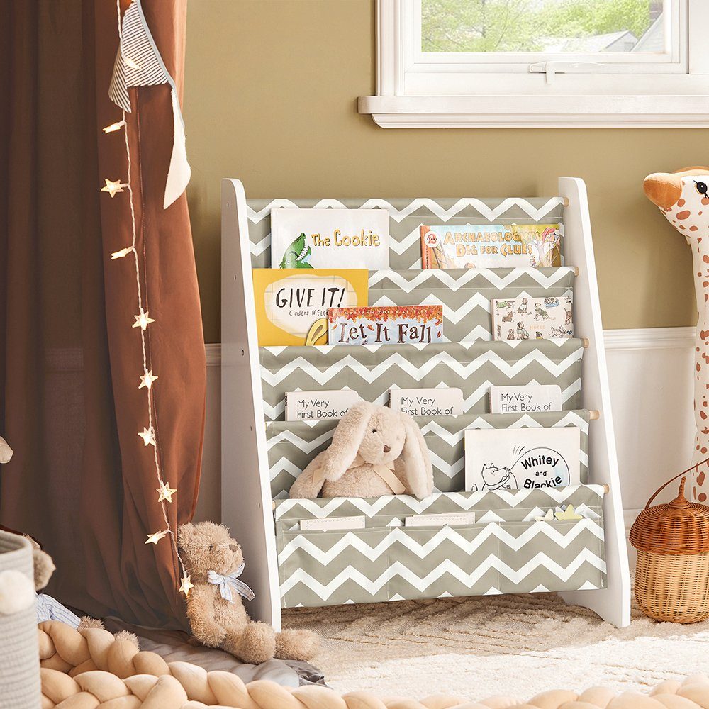SoBuy Bücherregal KMB50, Bücherregal Kinder, Kinder Bücherregal, Kinderbücherregal, Kinder-Bücherregal Hängefächerregal mit 4 Ablagefächern