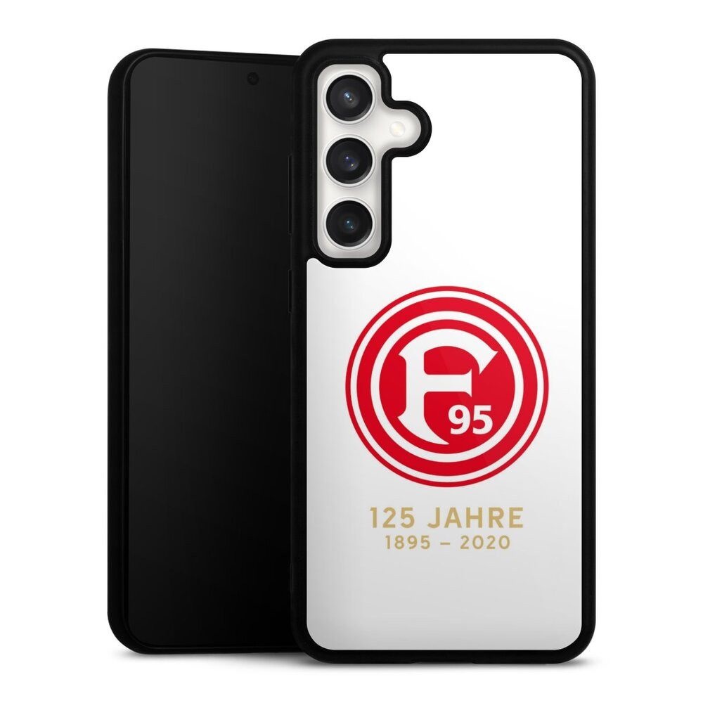 DeinDesign Handyhülle Fortuna Düsseldorf Logo Wappen 125 Jahre Fortuna Weiß, Samsung Galaxy S24 FE 5G Gallery Case Glas Hülle