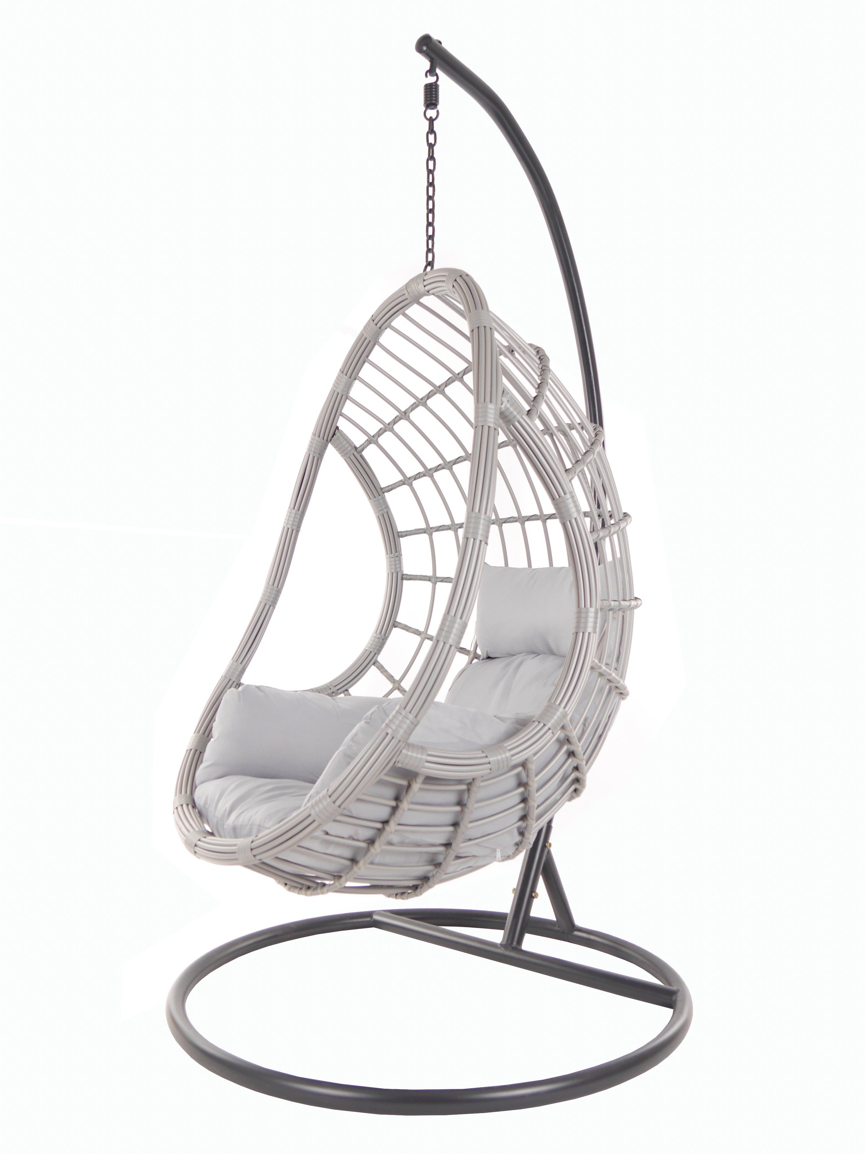 KIDEO Hängesessel PALMANOVA lightgrey, Schwebesessel mit Gestell und Kissen, Swing Chair, Loungemöbel grau (8008 cloud)