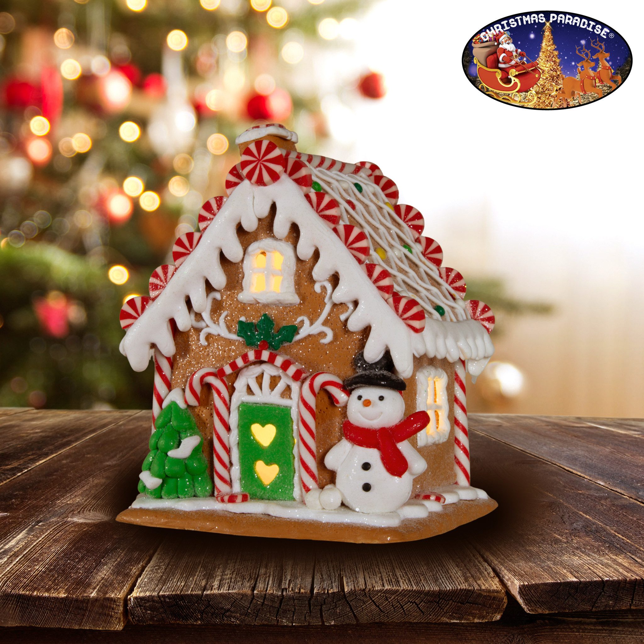 Christmas Paradise Weihnachtshaus LED Lebkuchenhaus 14cm bunt