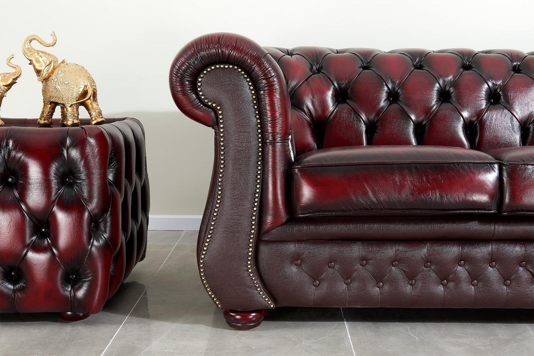Salottini Sofa 3er Sofa Chesterfield 3-Sitzer Brighton Couch, 1 Teile, Echtleder