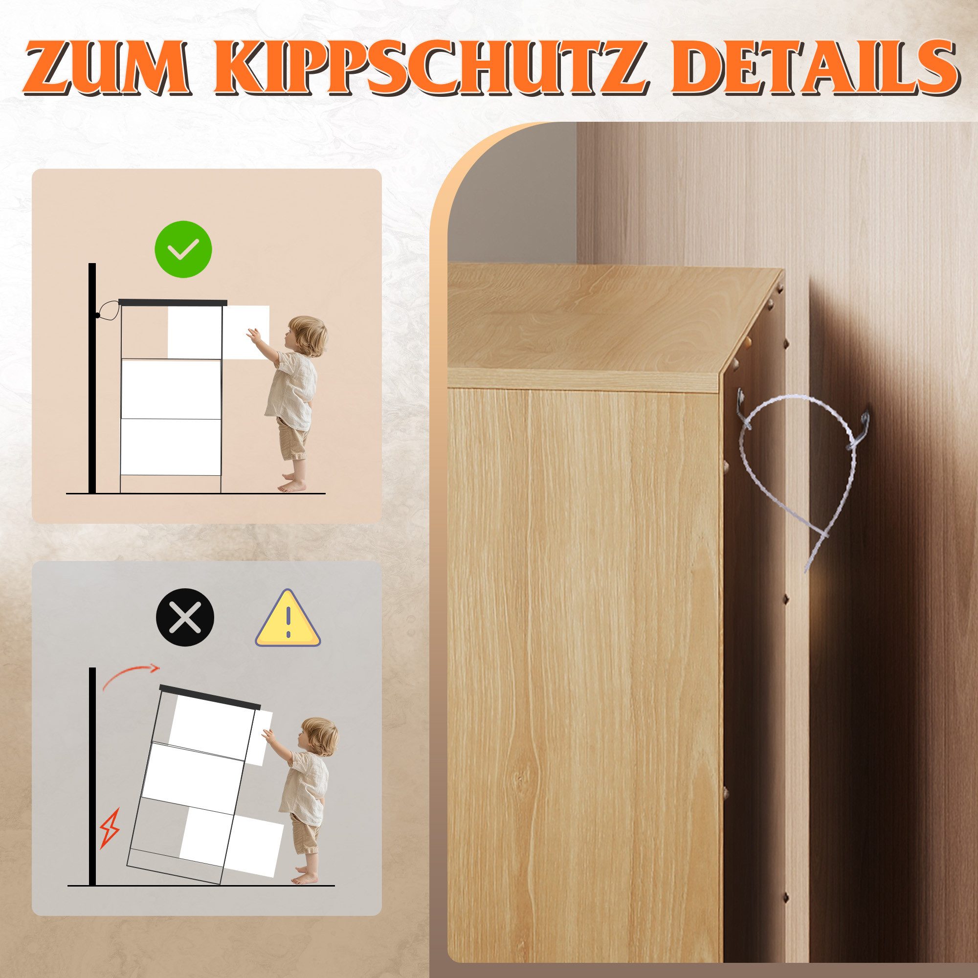WLIVE Kommode Schubladenkommode mit 3 Schubladen, Sideboard, Breit 70,8 cm, Modernes Design ohne Griffe, Mehrzweckschrank für Schlafzimmer, Büro