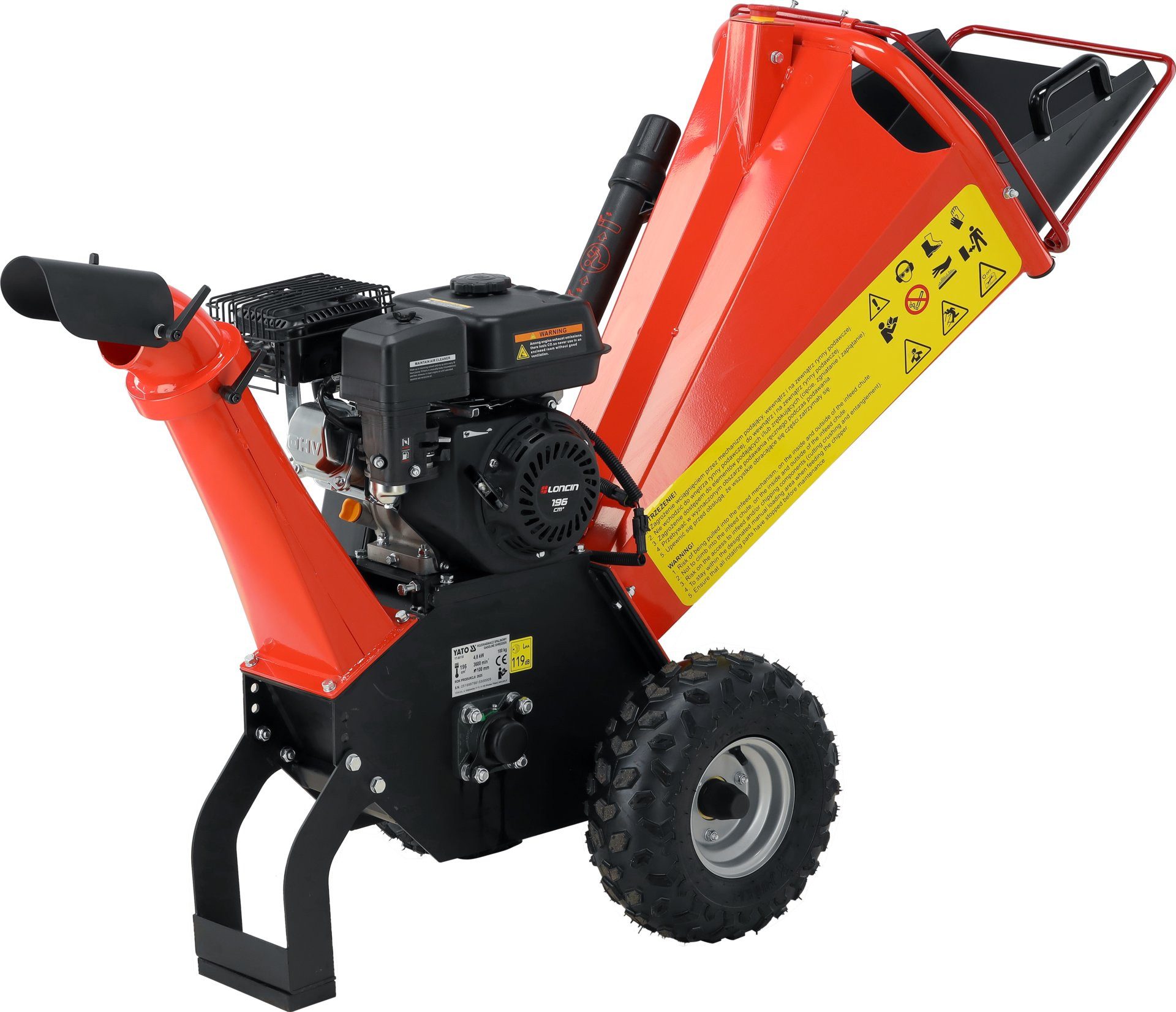 Yato Messerhäcksler Benzin Gartenhäcksler 4,8kW / 6,53PS Schnittstärke bis 100mm