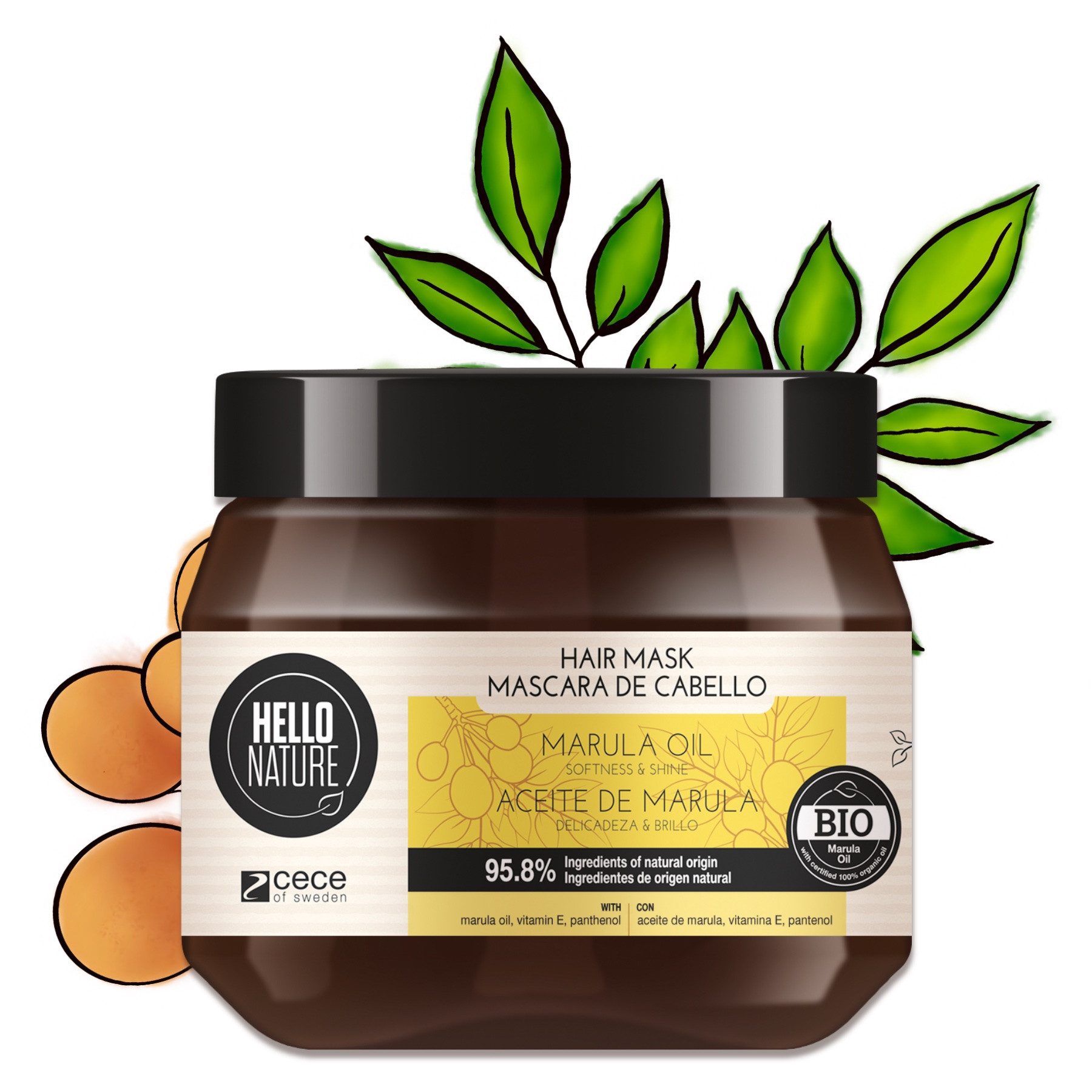 Hello Nature Haarmaske Haarkur Haar Repair Intensivpflege Tiefenregeneration Marula, 1-tlg., Haarmaske, Haarkur, Hello Nature