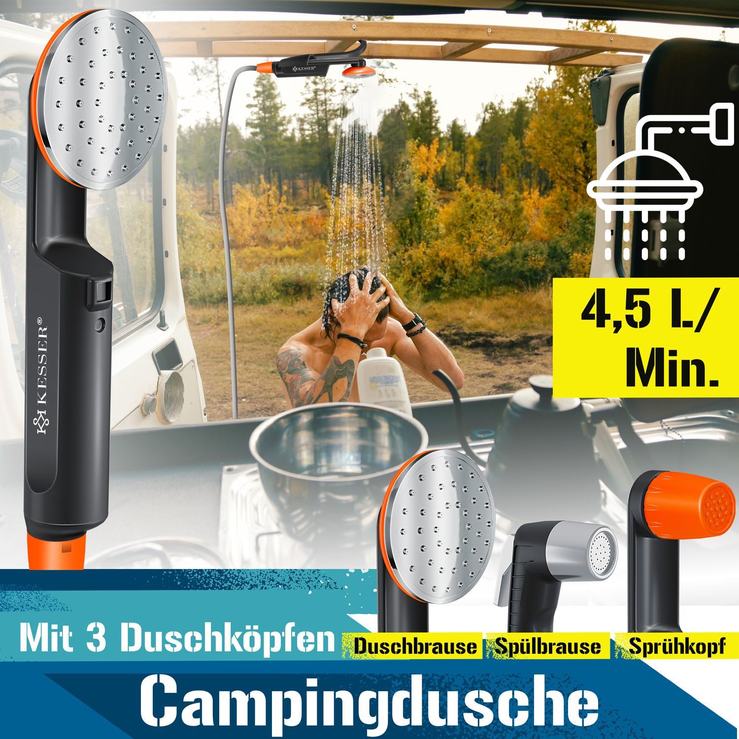 KESSER Gartendusche, Campingdusche mit Akku Tauchpumpe günstig online kaufen
