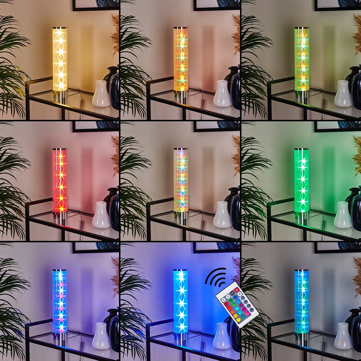 hofstein Tischleuchte »Bagno« aus Metall in chrom, Farbwechsler, dimmbar mit Fernbedienung, 3000 Kelvin, 1xLED 1, 5 Watt (inklusive),mit Farbwechsler, An-/Ausschalter am Kabel