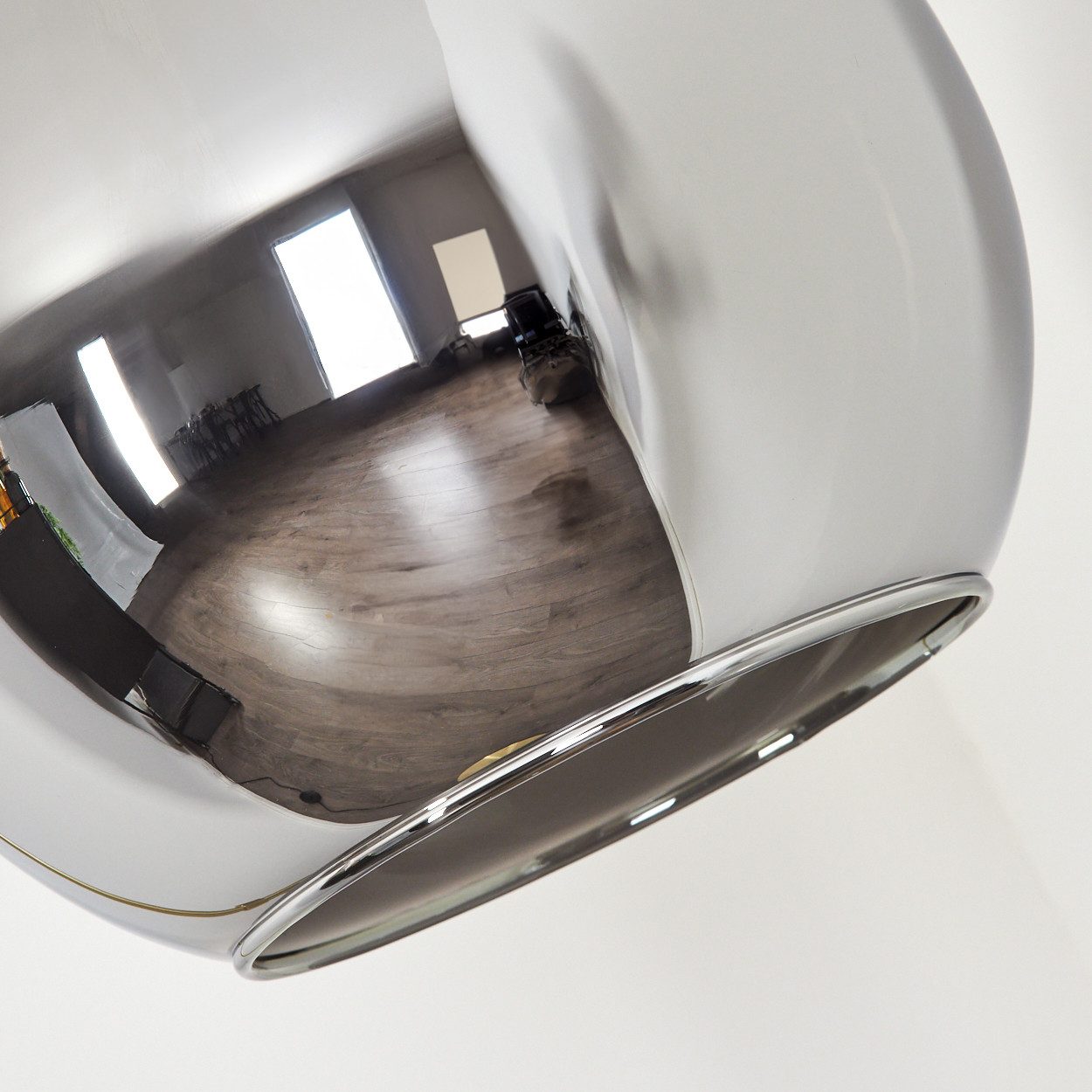 hofstein Stehlampe Stehlampe aus Metall/Glas in Messing/Chrom/Rauch, ohne Leuchtmittel, mit Glasschirm (25 cm) u. Fußschalter, 1 x E27, ohne Leuchtmittel