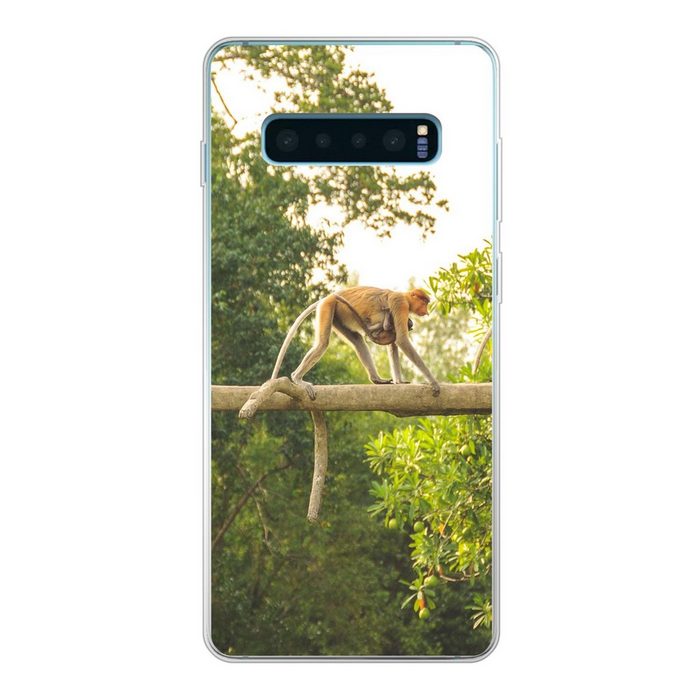 MuchoWow Handyhülle Affen laufen auf Ast Phone Case Handyhülle Samsung Galaxy S10 Lite Silikon Schutzhülle