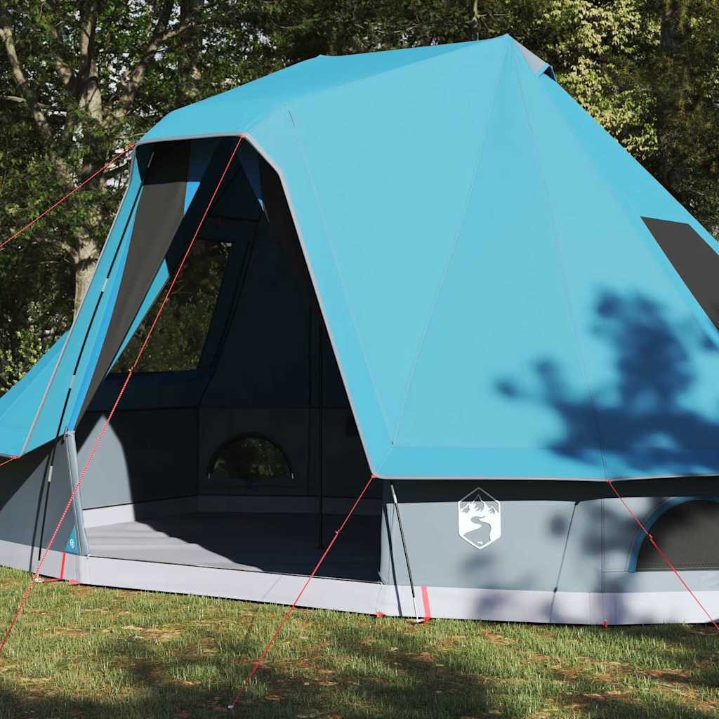 vidaXL Tipi-Zelt Tipi Zelt 6 Personen Blau Taft, Personen: 6 (1 tlg)