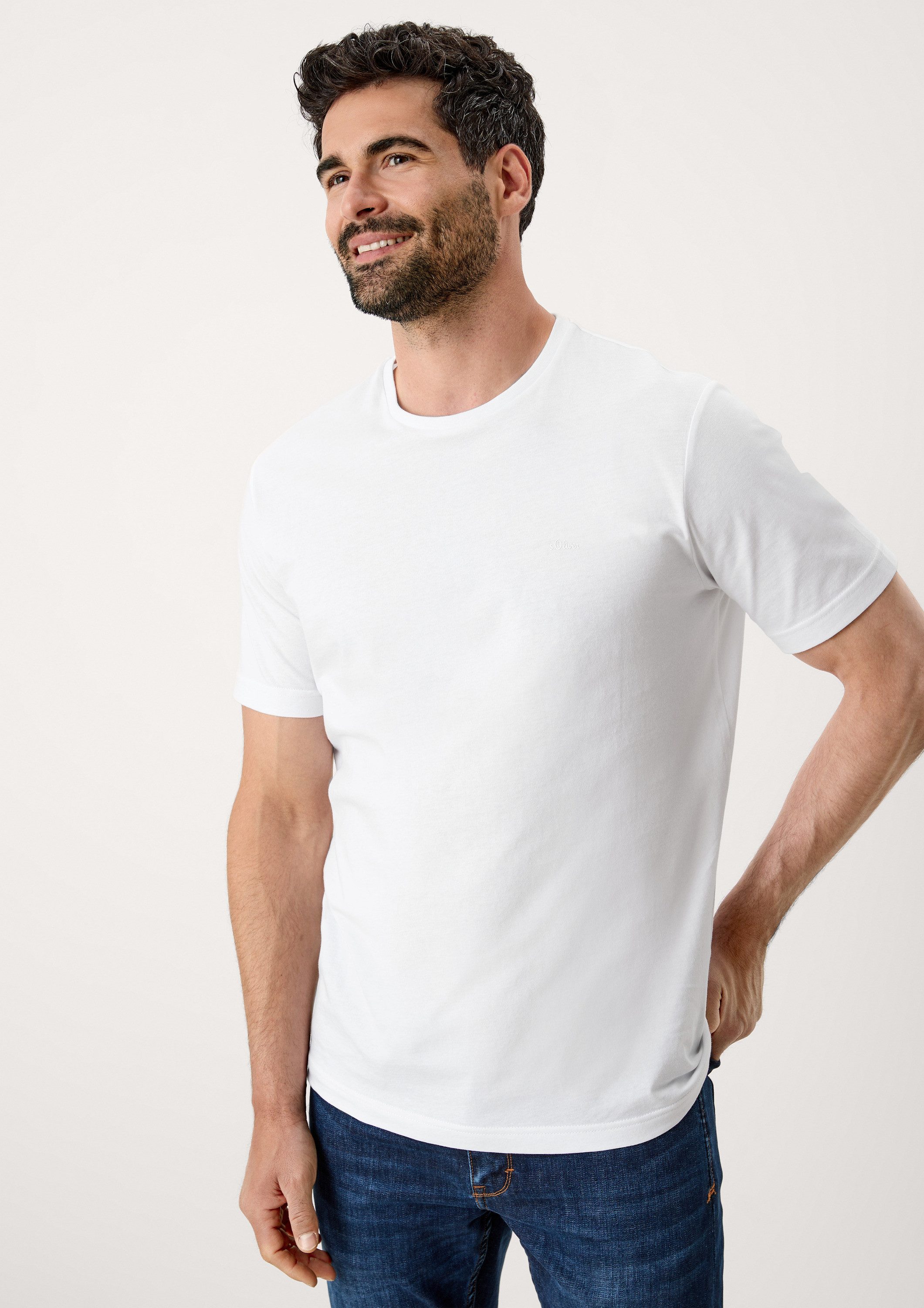 s.Oliver Kurzarmshirt T-Shirt Baumwoll-T-Shirt mit Logo-Print günstig online kaufen