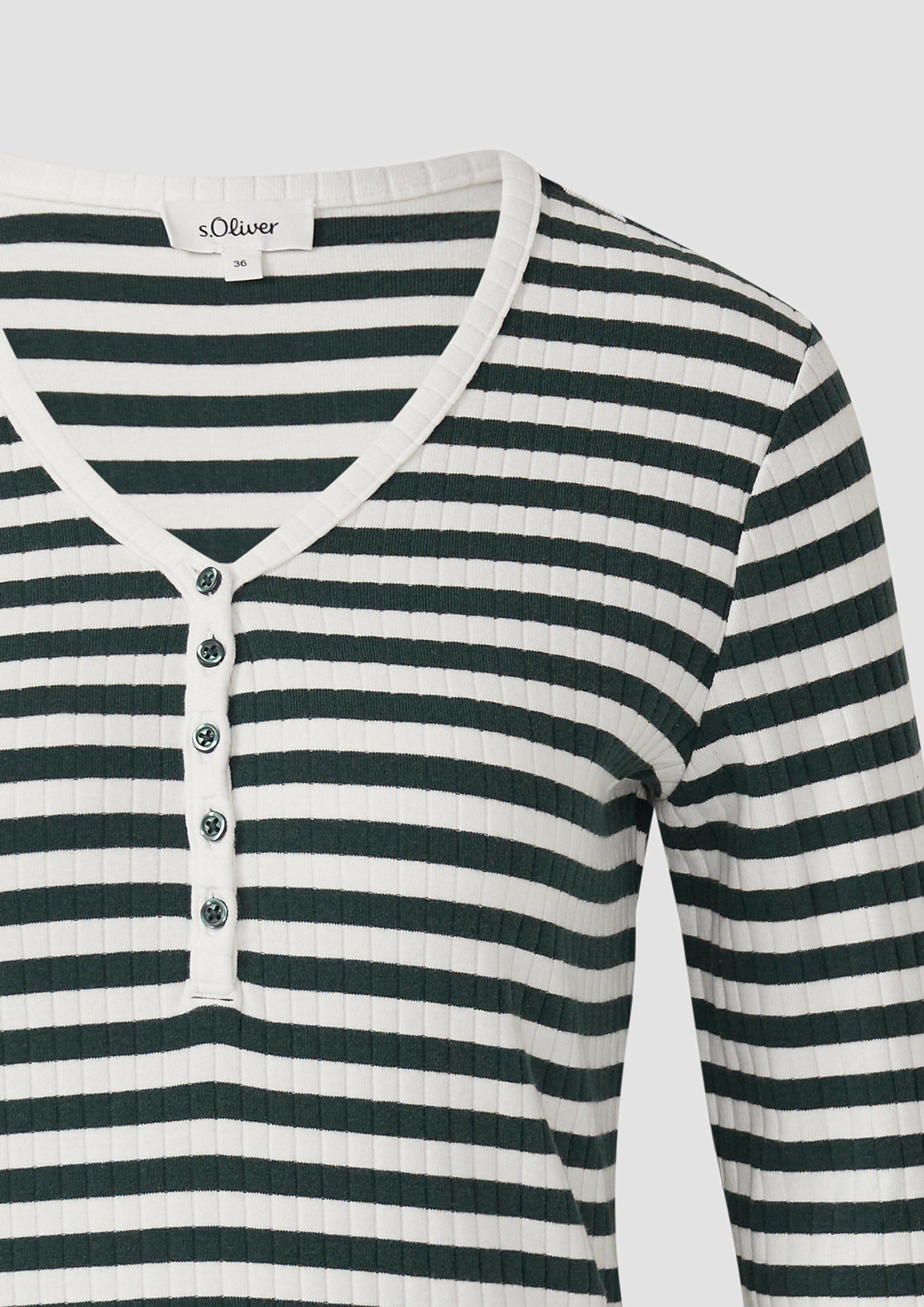 s.Oliver Langarmshirt Ripp-Langarmshirt mit Knopfleiste im günstig online kaufen