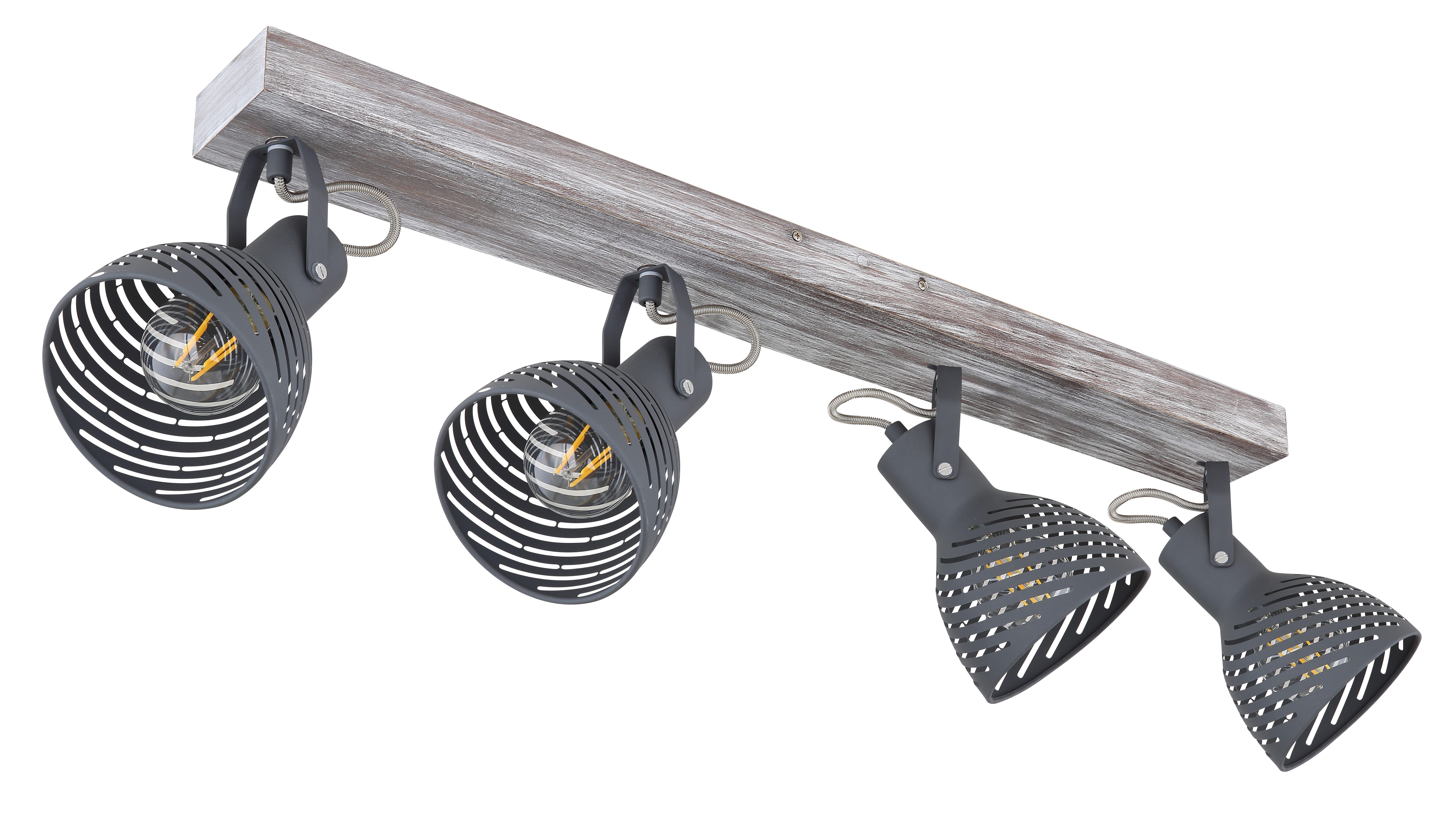 GLOBO LIGHTING Deckenspot MORI, Leuchtmittel wechselbar, Holz-Strahler antik weiß getüncht, Metall grau-blau, E27 40W