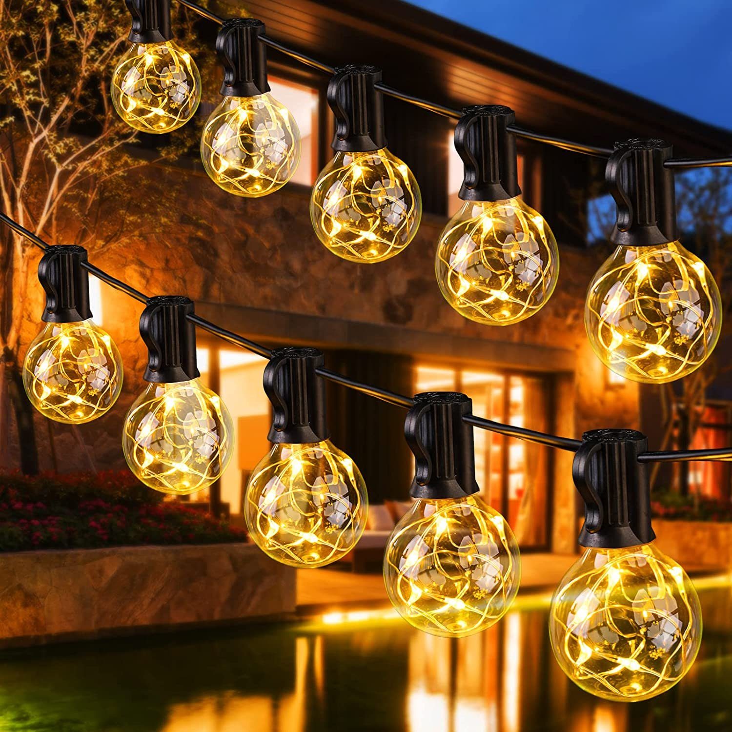 Luxus LED Lichter Kette Außen Dekoration Party Beleuchtung Terrasse Glühlampen 