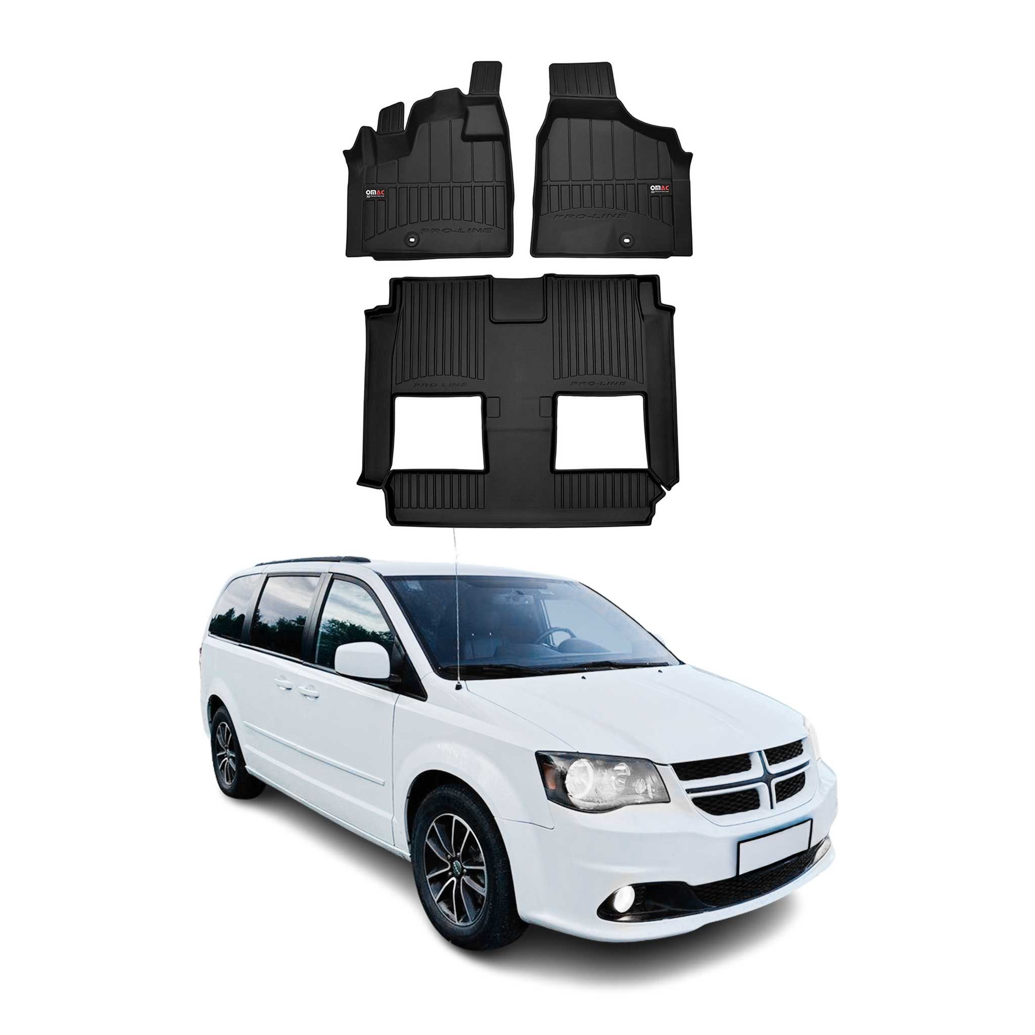 OMAC Auto-Fußmatten für Dodge Grand Caravan / Grand Voyager 2008-2020 (3 St), für Dodge Grand Caravan / Grand Voyager 2008-2020 Dodge Grand Caravan / Grand Voyager 2008-2020, Antirutsch,Wasserfest,Einfache Installation