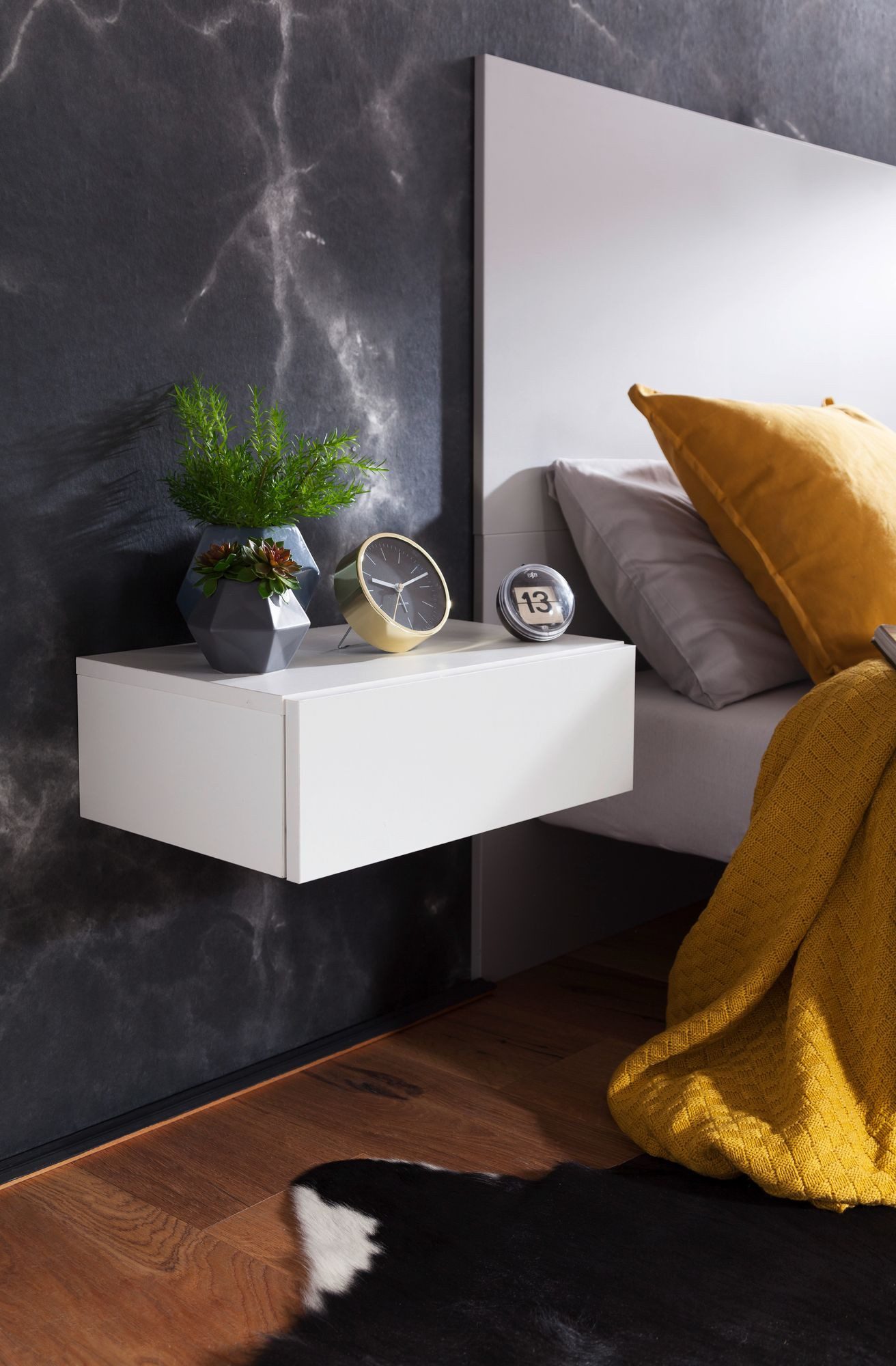 FINEBUY Nachtschrank SuVa11922_1 Wandregal mit Schublade Nachtkommode hänge günstig online kaufen