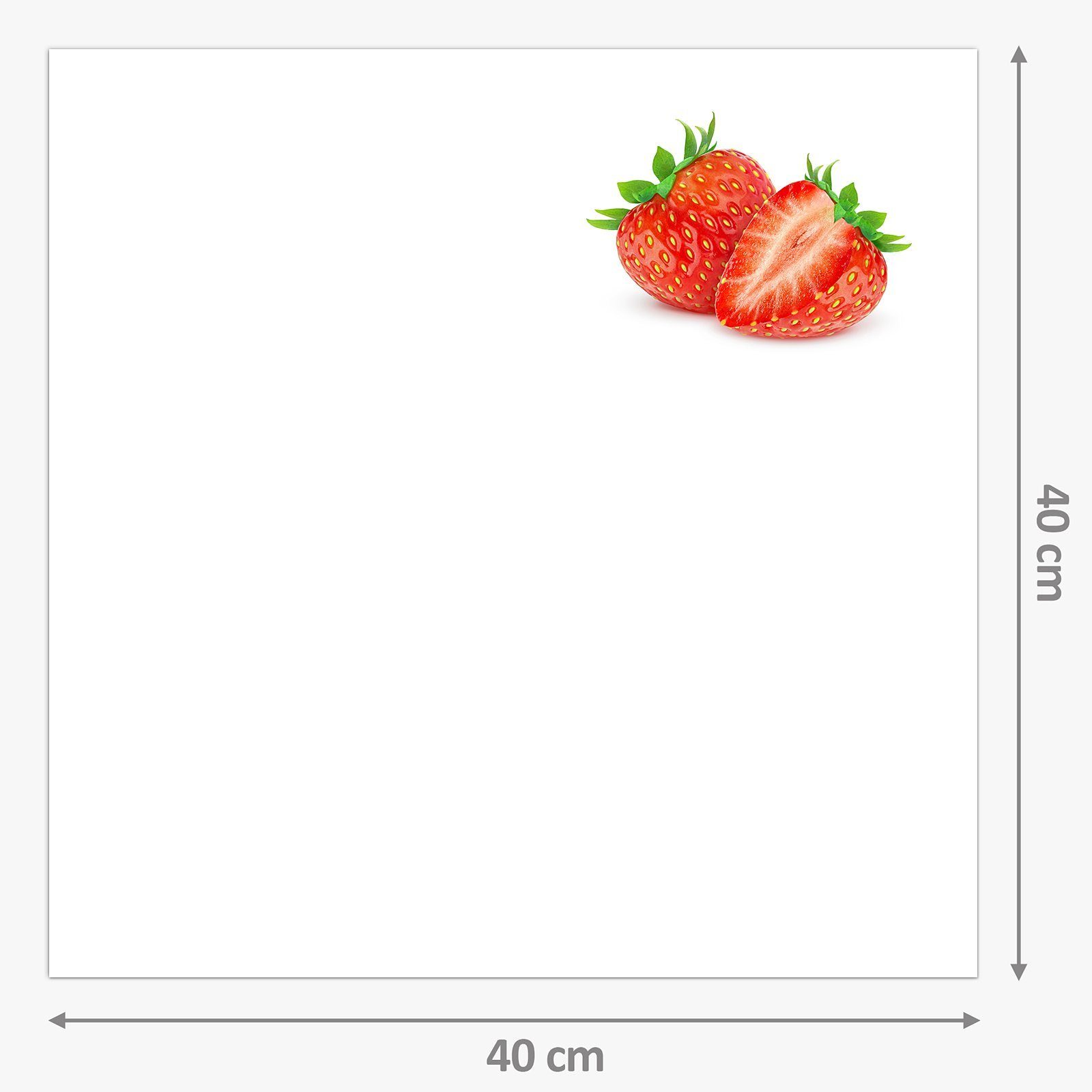 Zwei Erdbeeren Primedeco Glas Küchenrückwand mit Motiv Küchenrückwand Spritzschutz
