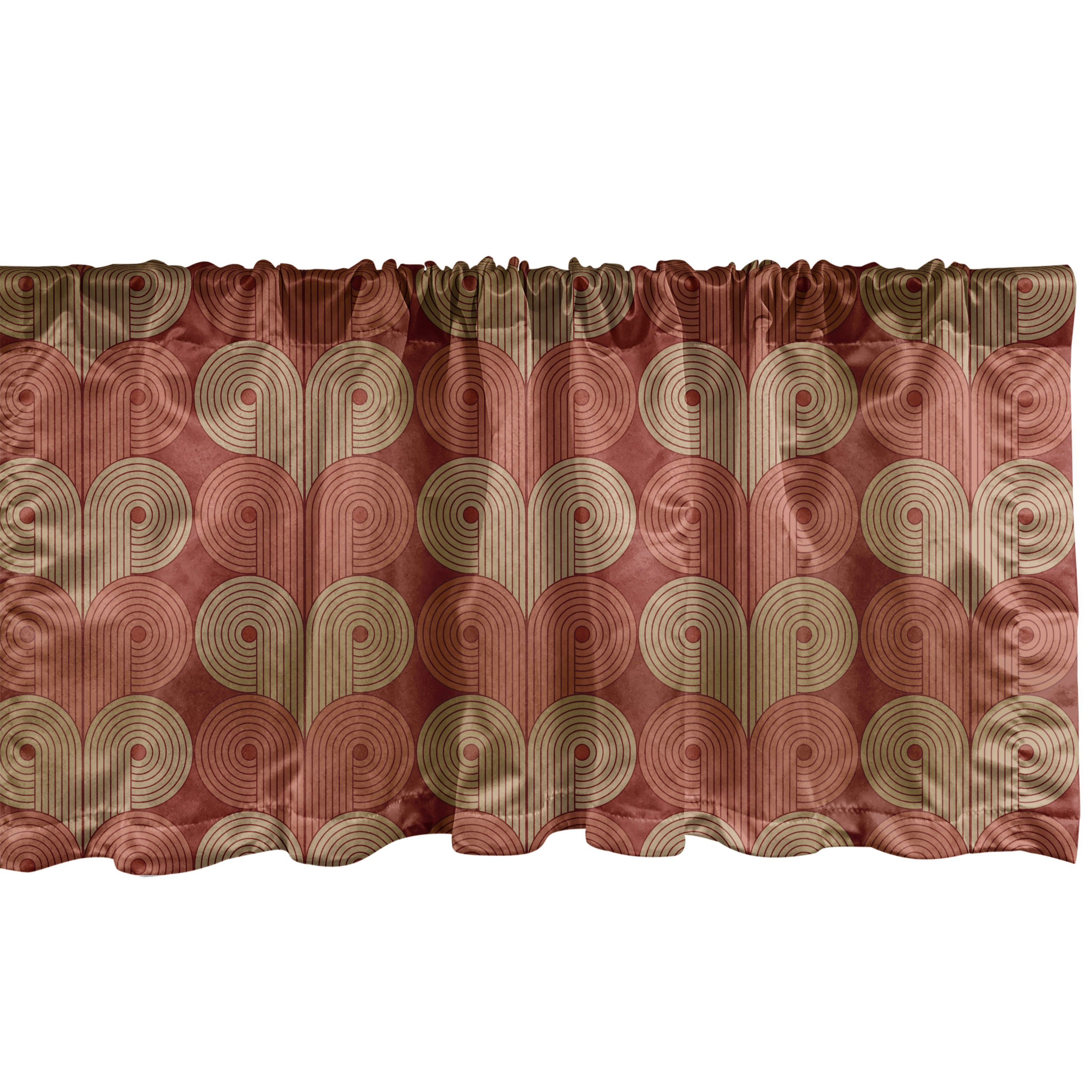 Dekor Scheibengardine Vintage Küche Strudel Volant Vorhang mit Microfaser, Abstrakt gestreifter Schlafzimmer für Stangentasche, Abakuhaus,